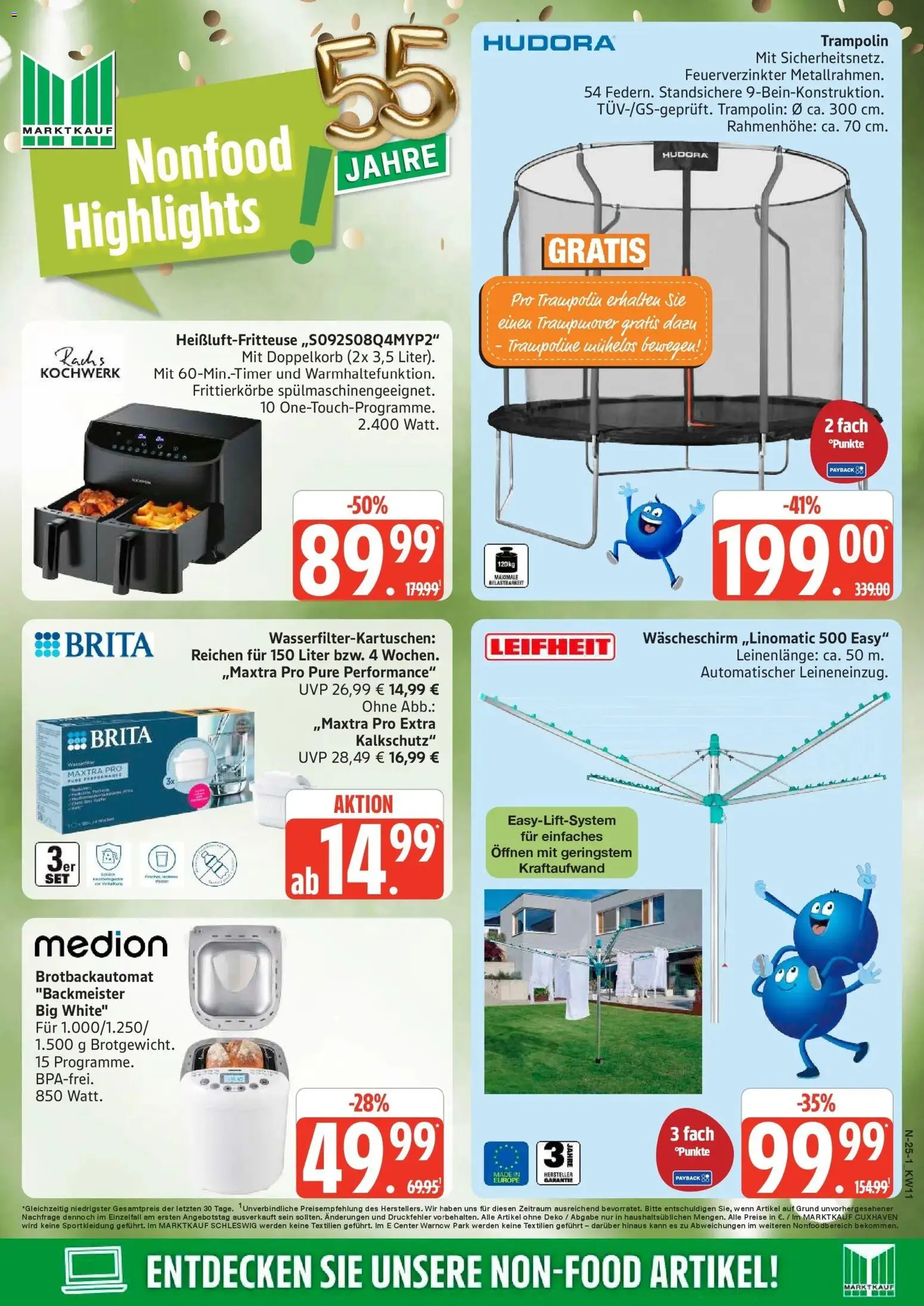 Marktkauf Prospekt Cuxhaven – gültig ab 09.03.2026 | Seite: 25 | Produkte: Trampoline, Brotbackautomat, Heißluftfritteuse