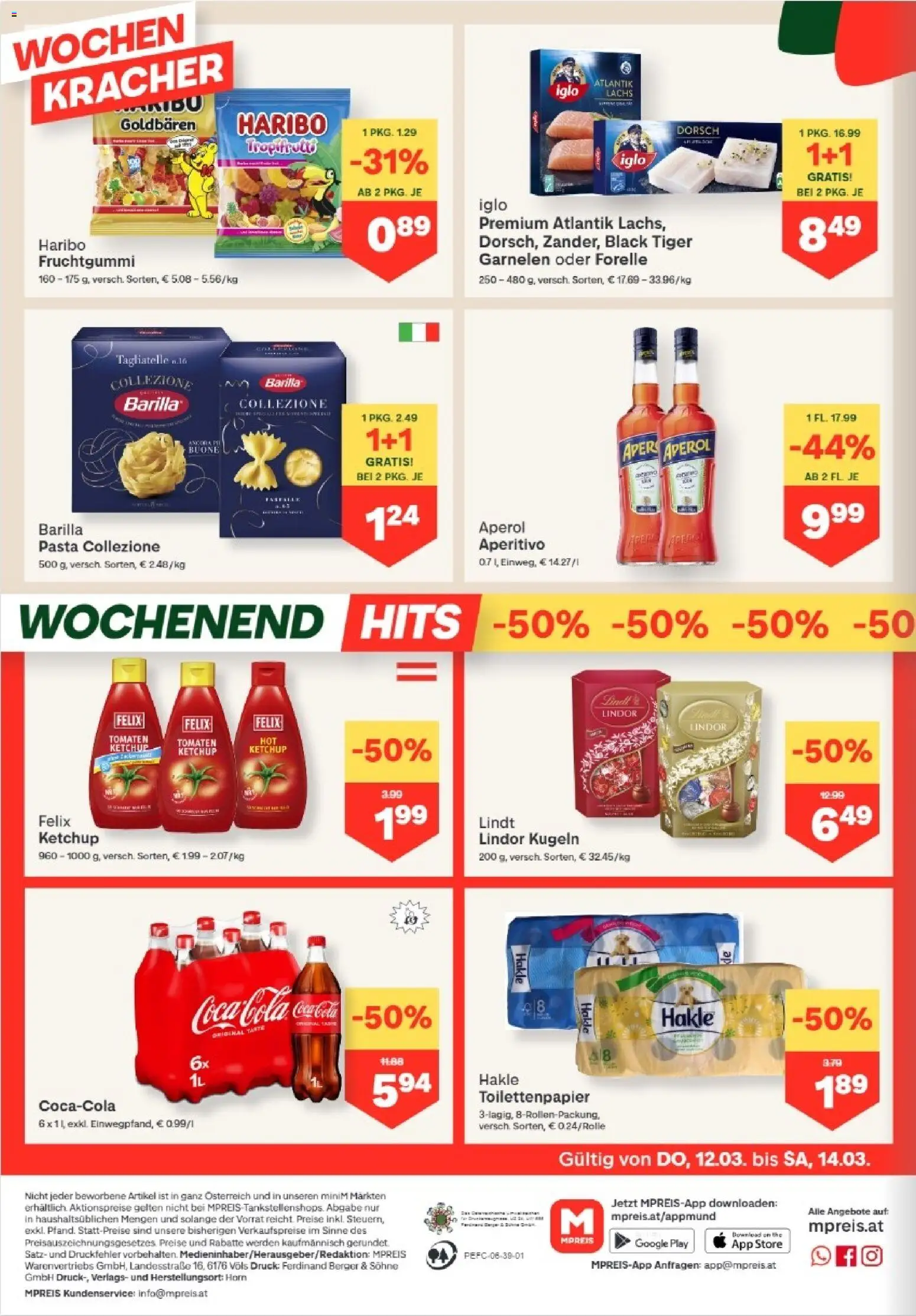 MPREIS Hohenems gültig ab 12.03.2026 | Seite: 12 | Produkte: Pasta, Ketchup, Tomaten