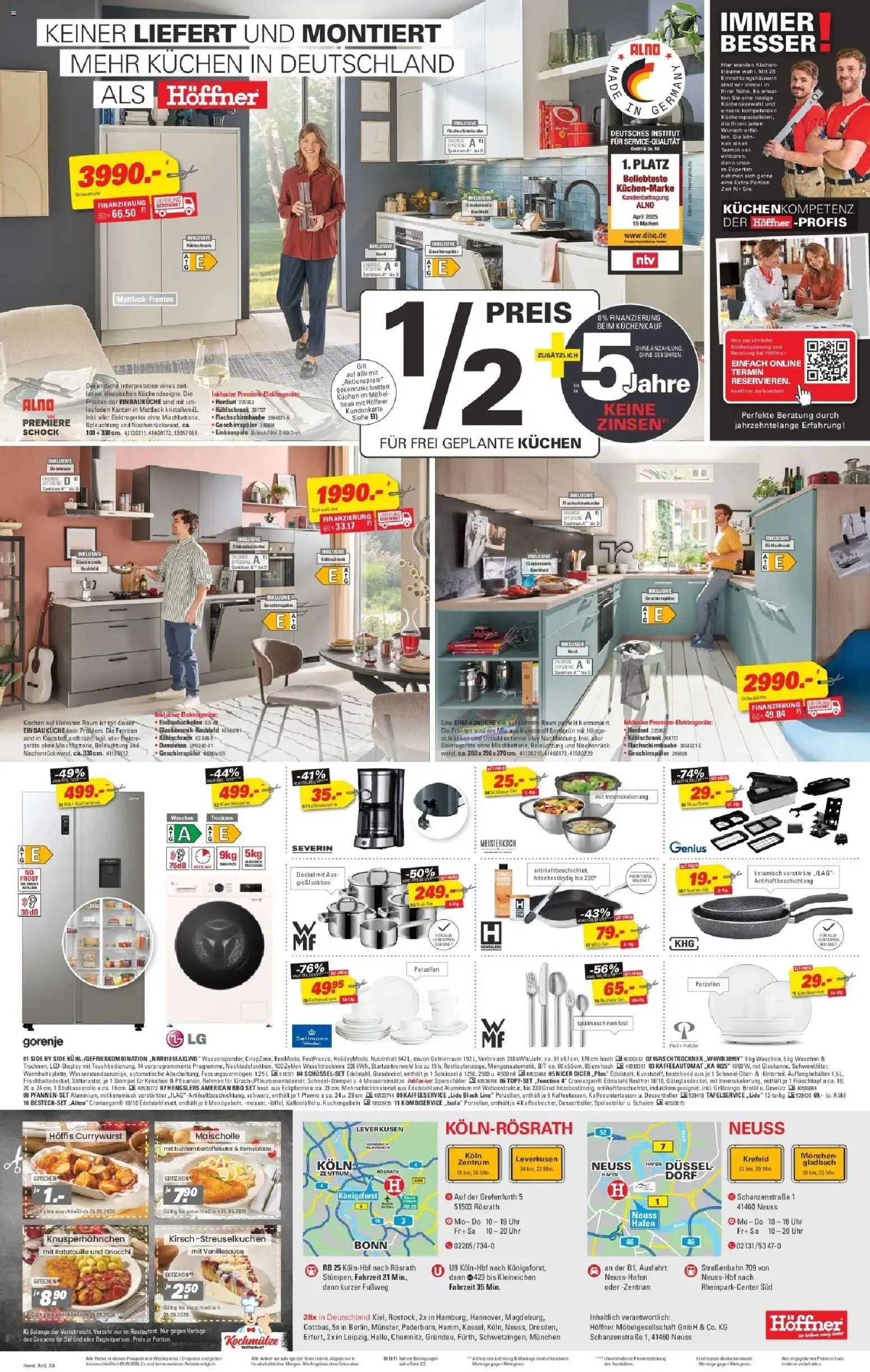 Höffner Prospekt Rösrath	 – gültig ab 22.04.2026 | Seite: 4 | Produkte: Gorenje, Geschirrspüler, Einbauküche, Kuchen