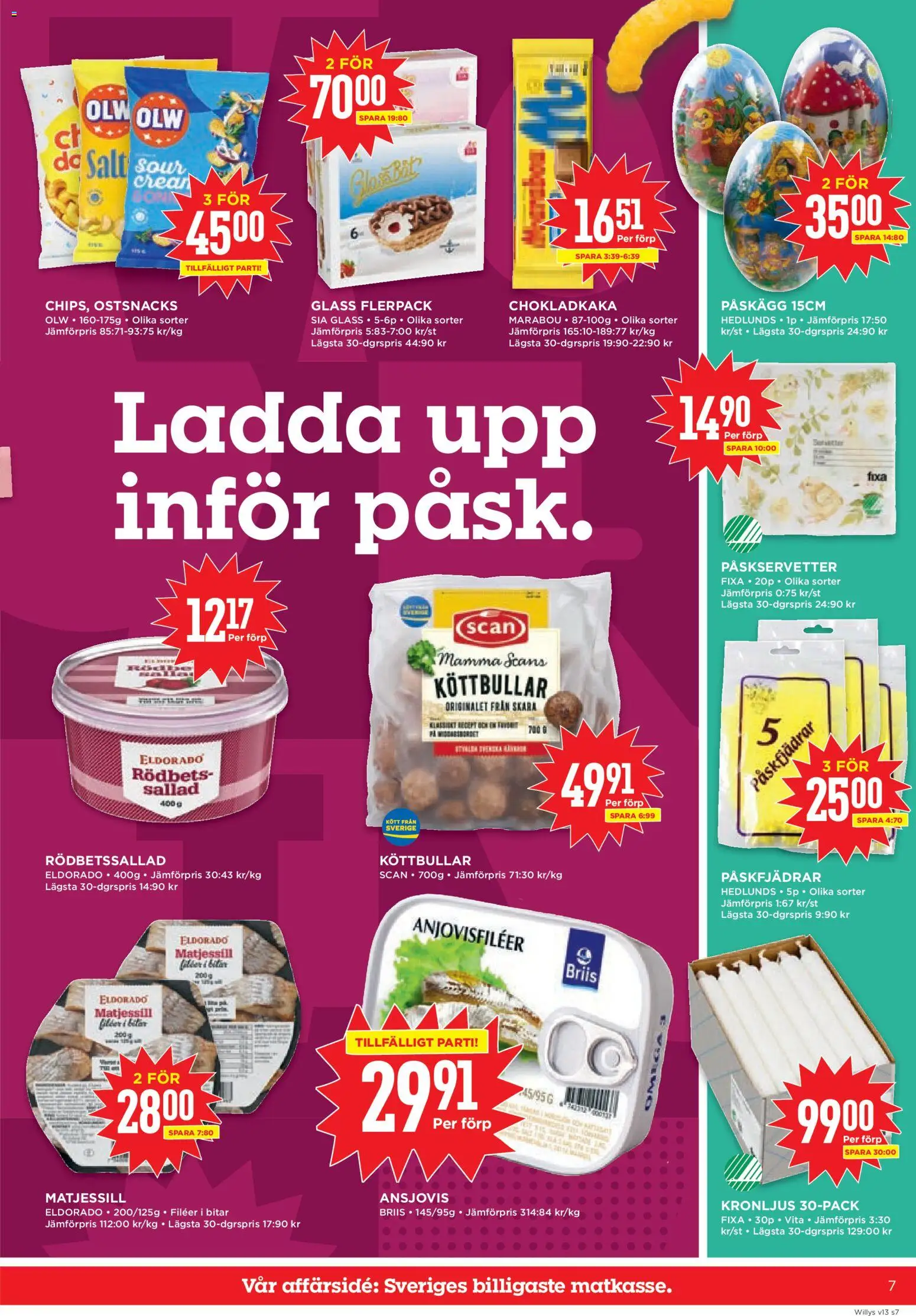 Willys reklamblad aktuell från 23.03.2026 | Sida: 7 | Produkter: Rödbetssallad, Chokladkaka, Glass, Sallad