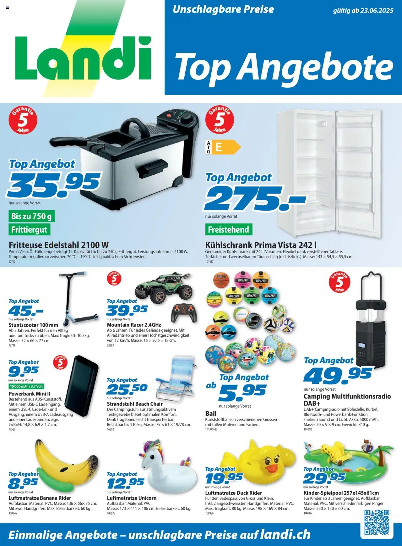 Landi Aktionen ab 23.06.2025 | Seite: 17 | Produkte: Top, Fritteuse, Powerbank, Kühlschrank