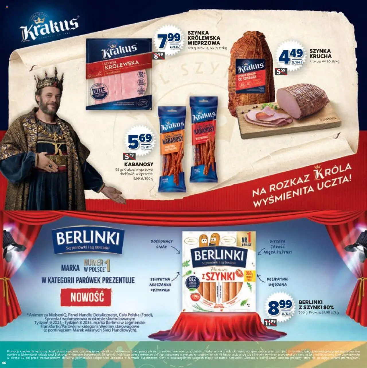 Stokrotka Gazetka - Witaj Szkoło od 13.08.2025 | Strona: 46 | Produkty: Kabanosy, Parówki, Szynka, Wędliny