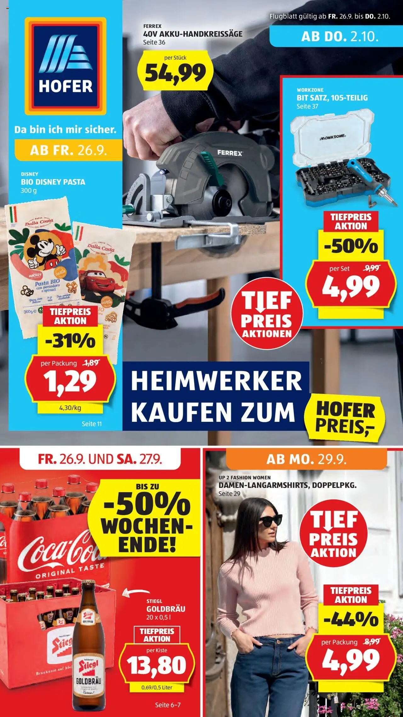 Hofer Flugblatt gültig ab 26.09.2025 | Seite: 1 | Produkte: Pasta