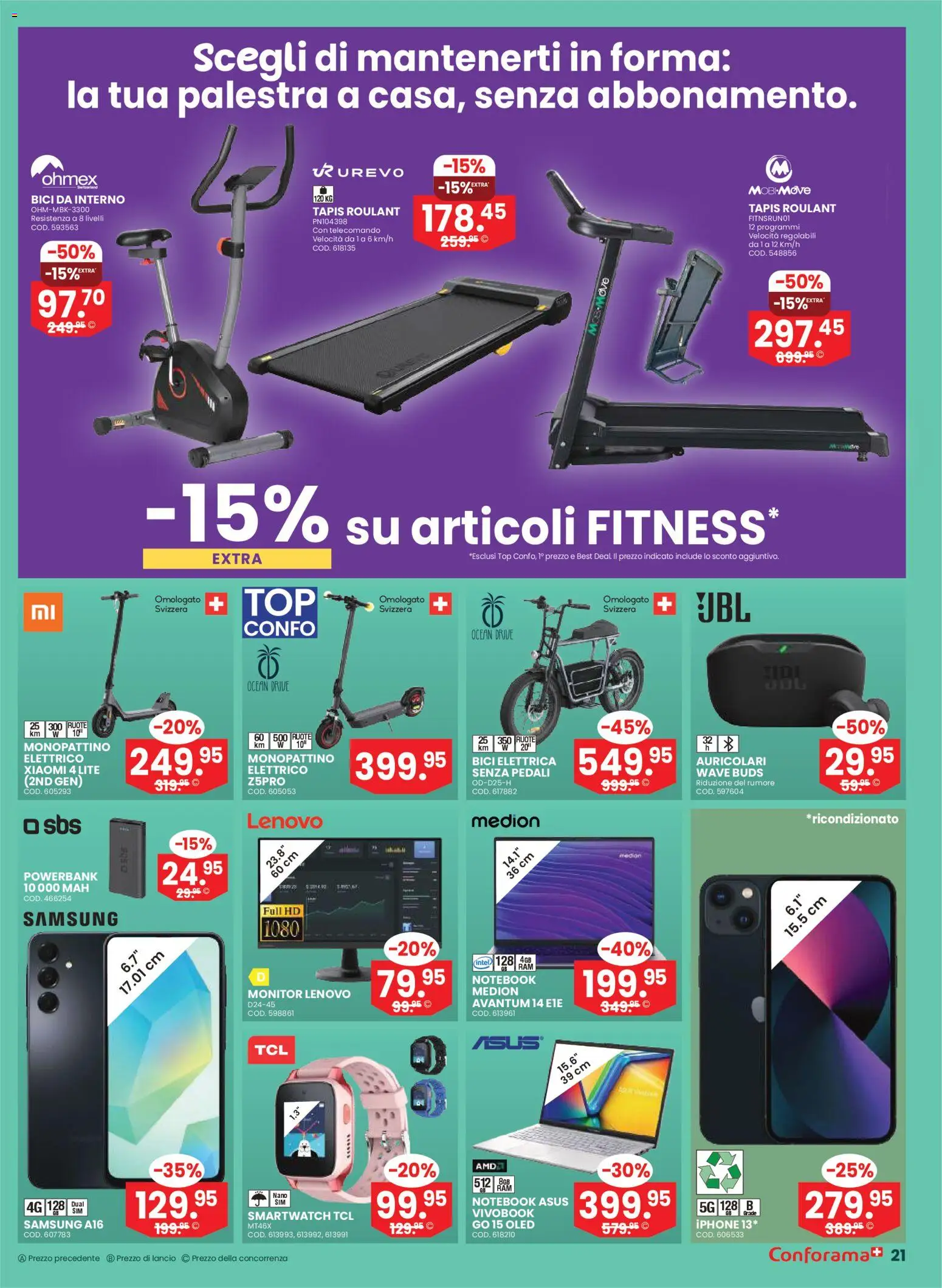 Conforama Aktionen Mobili e Materassi – gültig ab 28.01.2026 | Seite: 21 | Produkte: Notebook, Smartwatch, Iphone, Lenovo