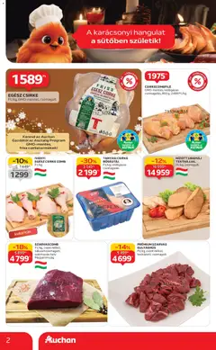 Auchan - Karácsonyi prémium élelmiszer hipermarket ajánlataink - amely érvényes a következő dátumtól: 20.11.2025 | Oldal: 2 | Termékek: Libamáj, Egész csirke, Csirkecombfile, Tanyasi csirke