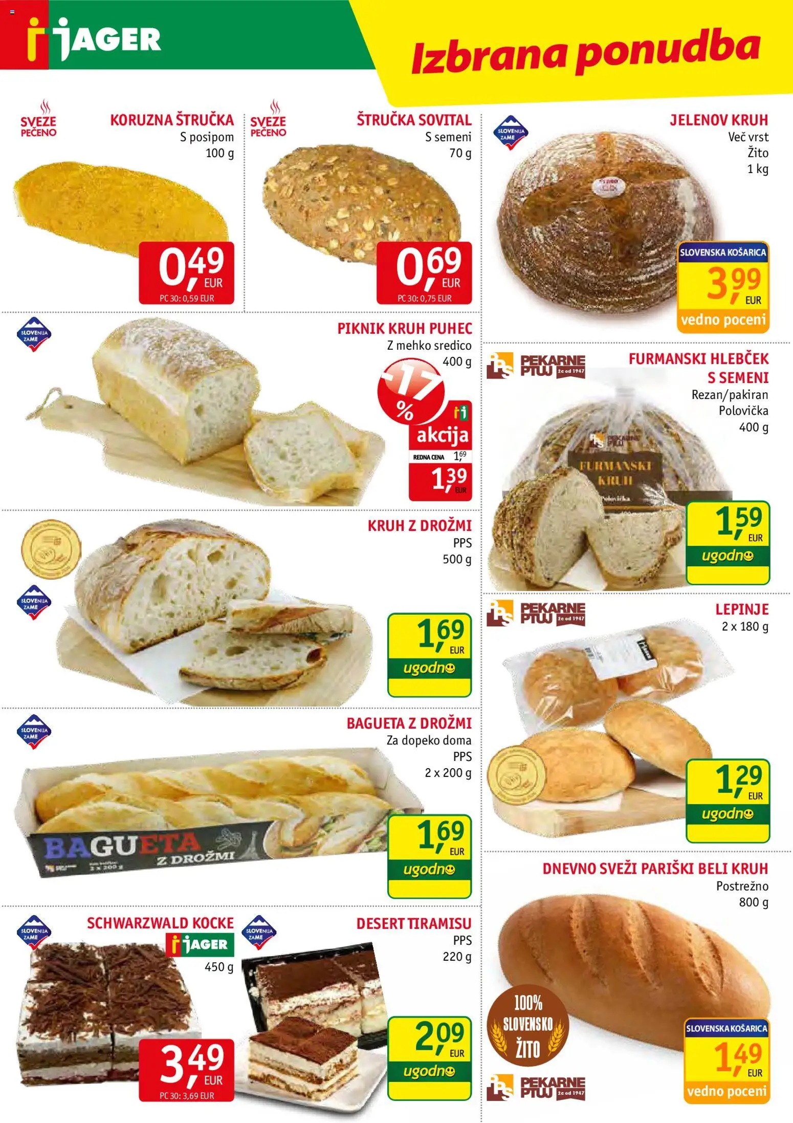 Novi Jager katalog ponudbe – veljaven od 29.04.2026 | Stran: 6 | Izdelki: Štručka, Kruh