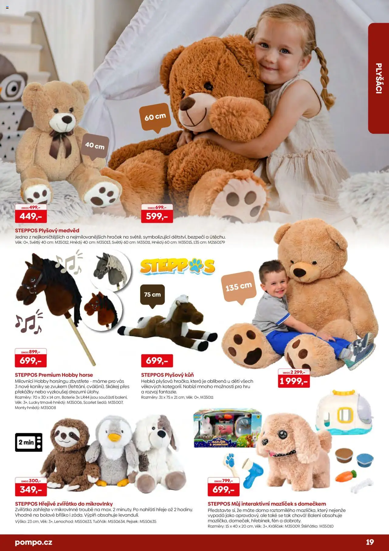 POMPO katalog Vánoce 2025 od 16.10.2025 | Strana: 19 | Produkty: Plyšáci, Mikrovlnky, Fén, Baterie