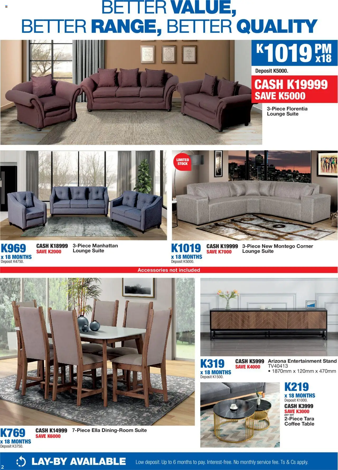 OK Furniture - Zambia Lowest Prices Specials │ valid from 20.08.2025 | Page: 2 | Products: Coffee table, Lounge suite, Coffee, Stock
