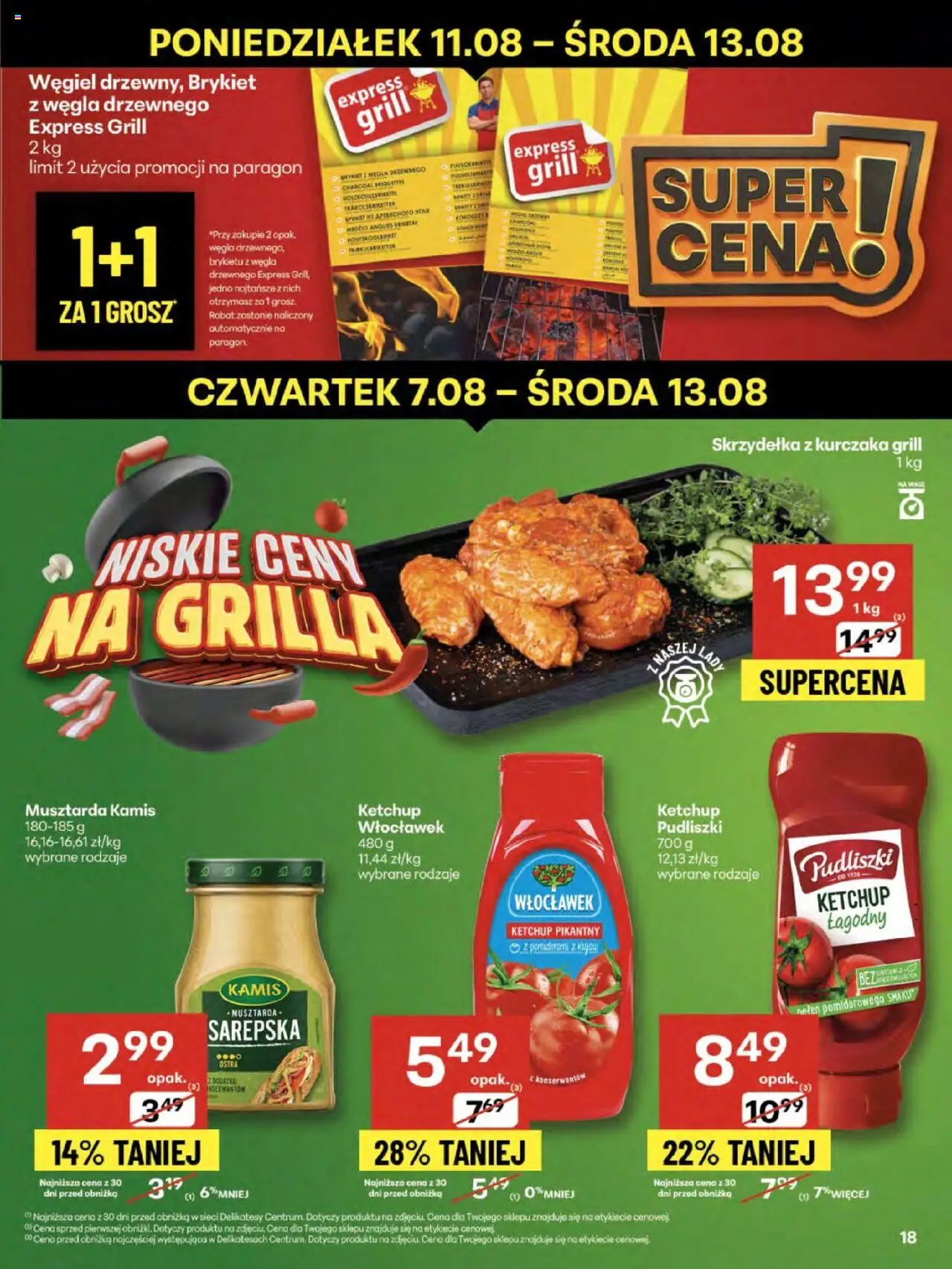 Delikatesy Centrum Gazetka od 07.08.2025 | Strona: 18 | Produkty: Skrzydełka z kurczaka, Ketchup, Delikatesy, Musztarda