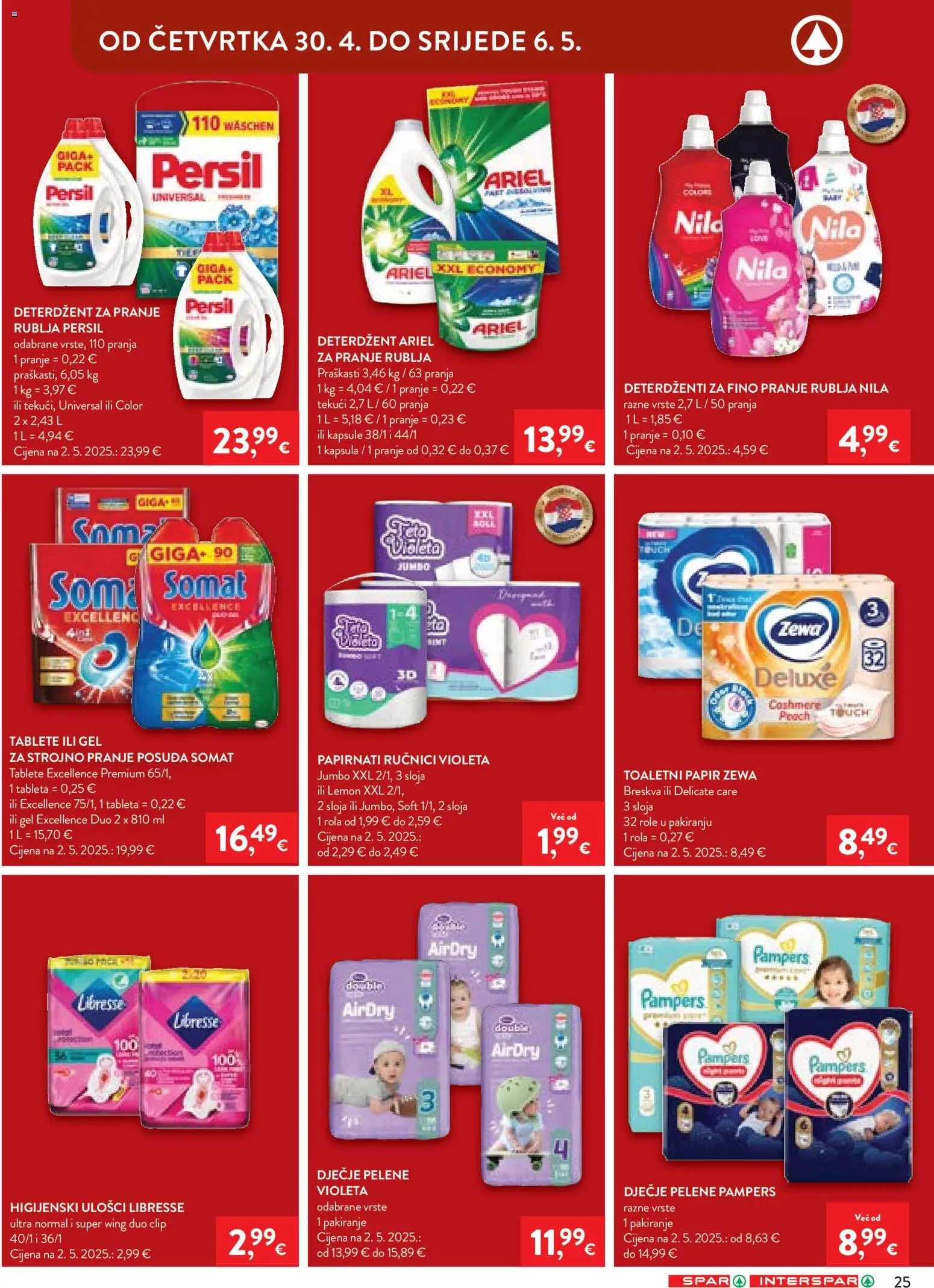 Spar katalog | vrijedi od 27.04.2026 | Stranica: 29 | Proizvodi: Pelene, Deterdžent, Toaletni papir, Libresse