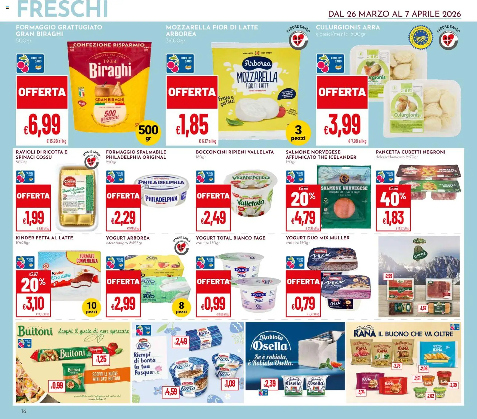 Volantino Pan del 26.03.2026 | Pagina: 16 | Prodotti: Salmone, Pancetta, Formaggio, Ravioli