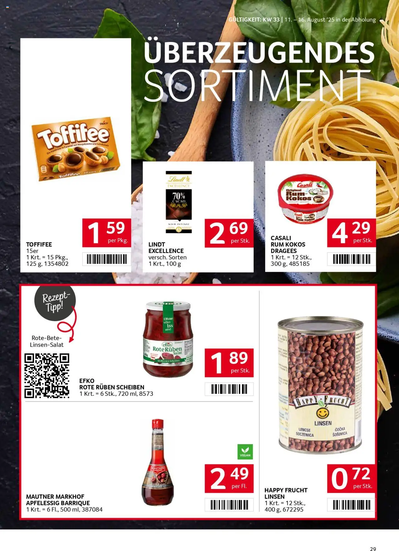 Transgourmet Flugblatt gültig ab 10.08.2025 | Seite: 29 | Produkte: Salat, Schokolade