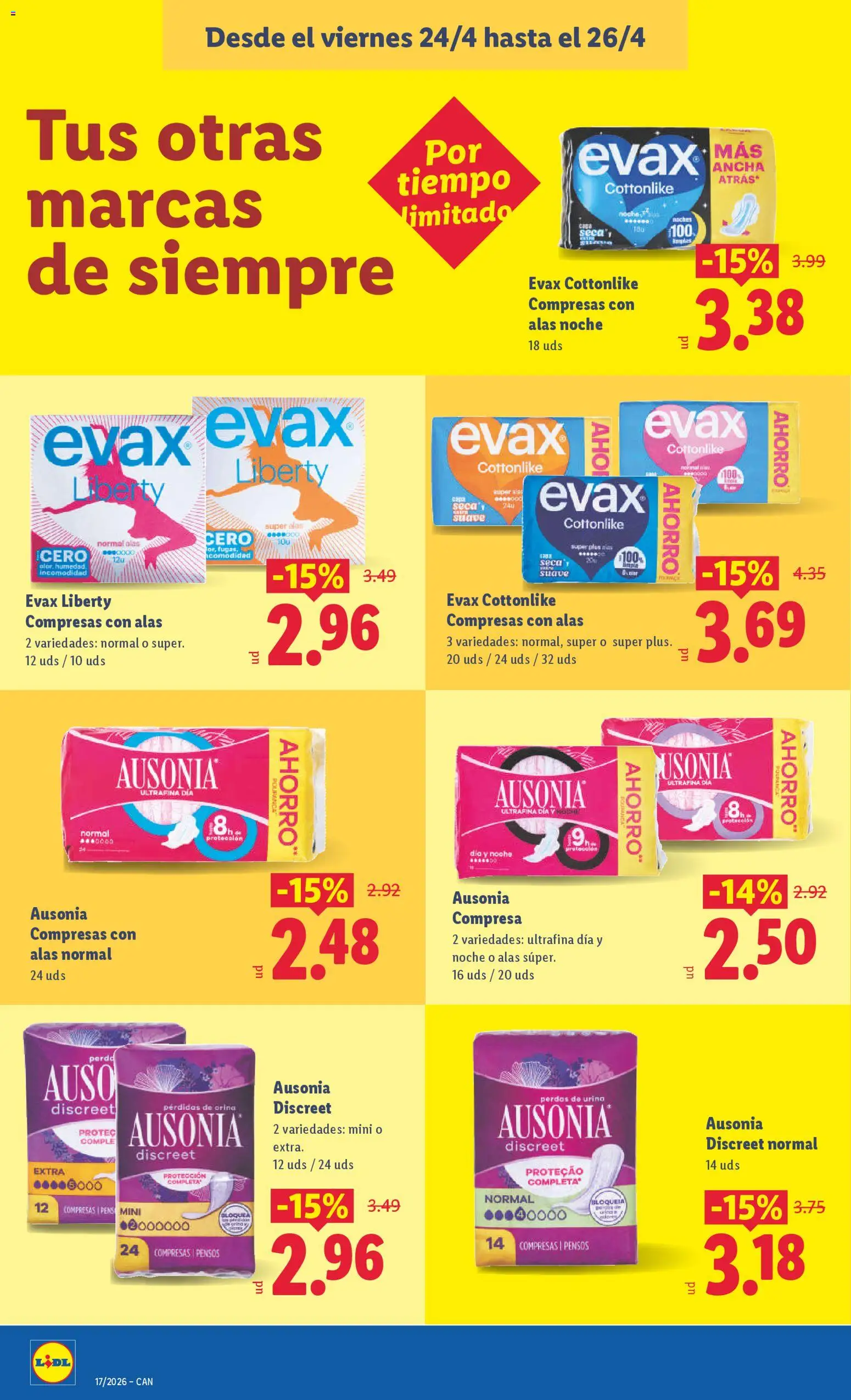 Lidl Canarias │ válido desde el 20.04.2026 | Página: 40 | Productos: Compresas con alas, Γλυφιτζούρι