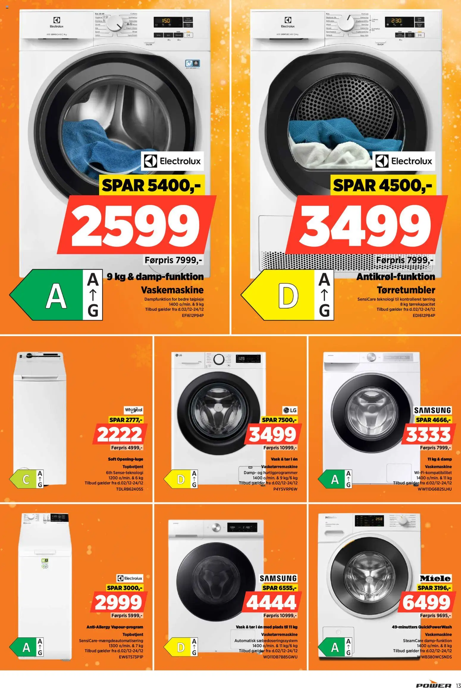 Power tilbudsavis – gyldig fra 02.12.2025 | Side: 13 | Produkter: Vaskemaskine, Tørretumbler