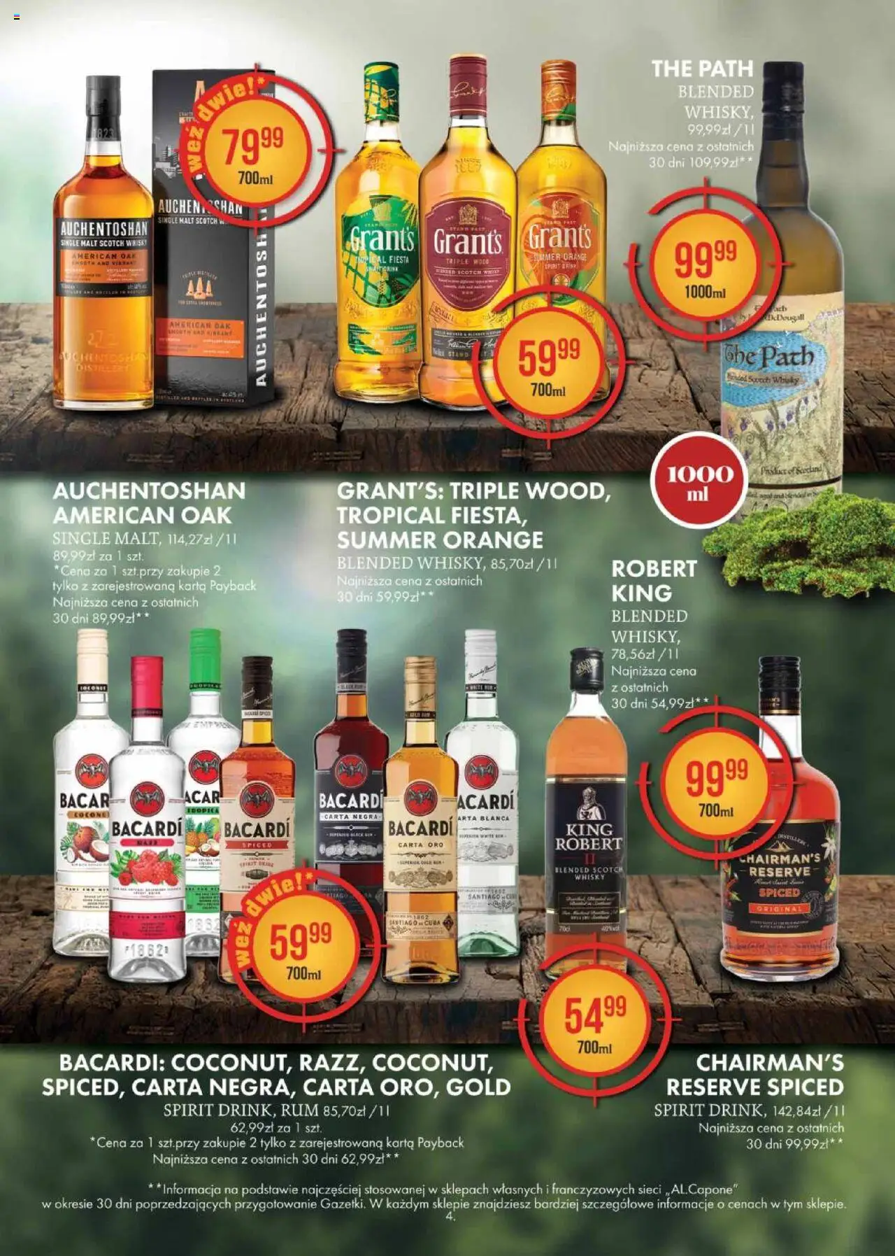 Al.Capone Gazetka od 09.06.2025 | Strona: 4 | Produkty: Karta, Grant's, Rum, Whisky