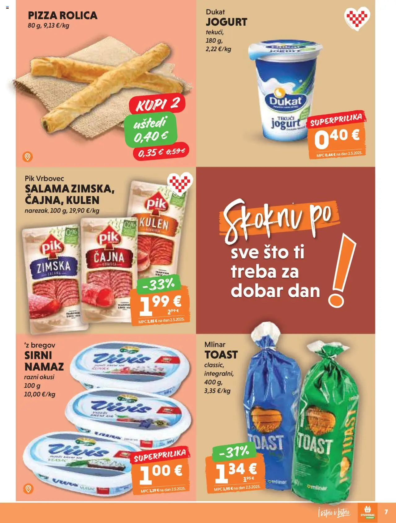 Studenac katalog | vrijedi od 08.10.2025 | Stranica: 7 | Proizvodi: Jogurt, Salama, Pizza, Kulen