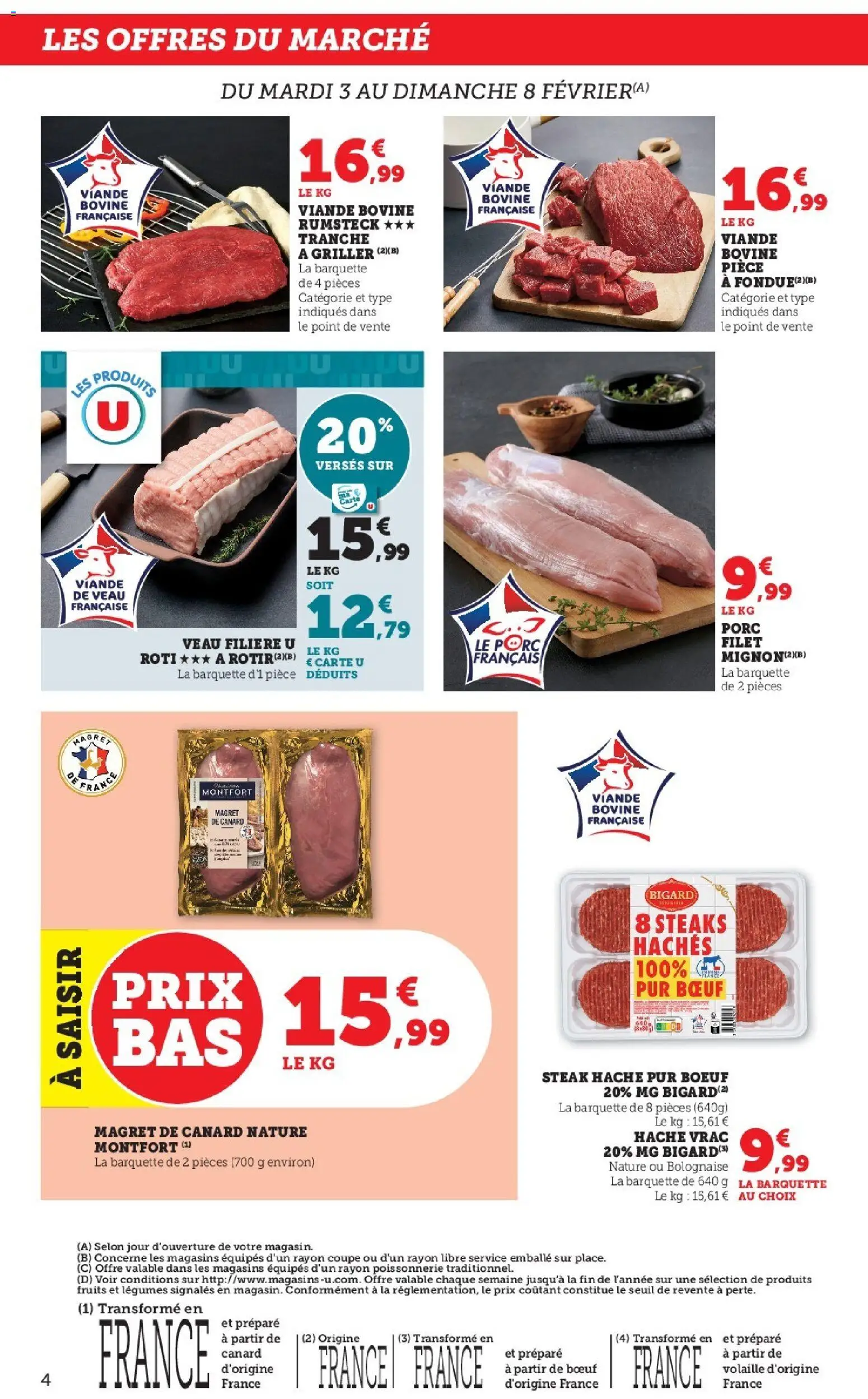 {H1} | Page: 4 | Produits: Magret de canard, Porc, Rumsteck, Viande bovine