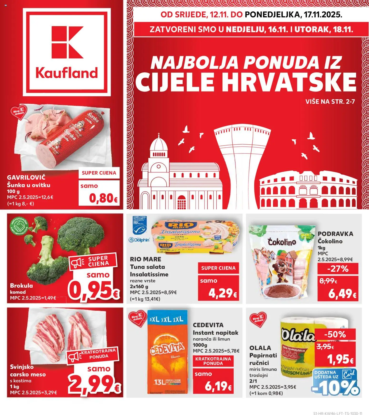 Kaufland katalog | vrijedi od 12.11.2025 | Stranica: 1 | Proizvodi: Rio Mare, Šunka, Papirnati ručnici, Tuna