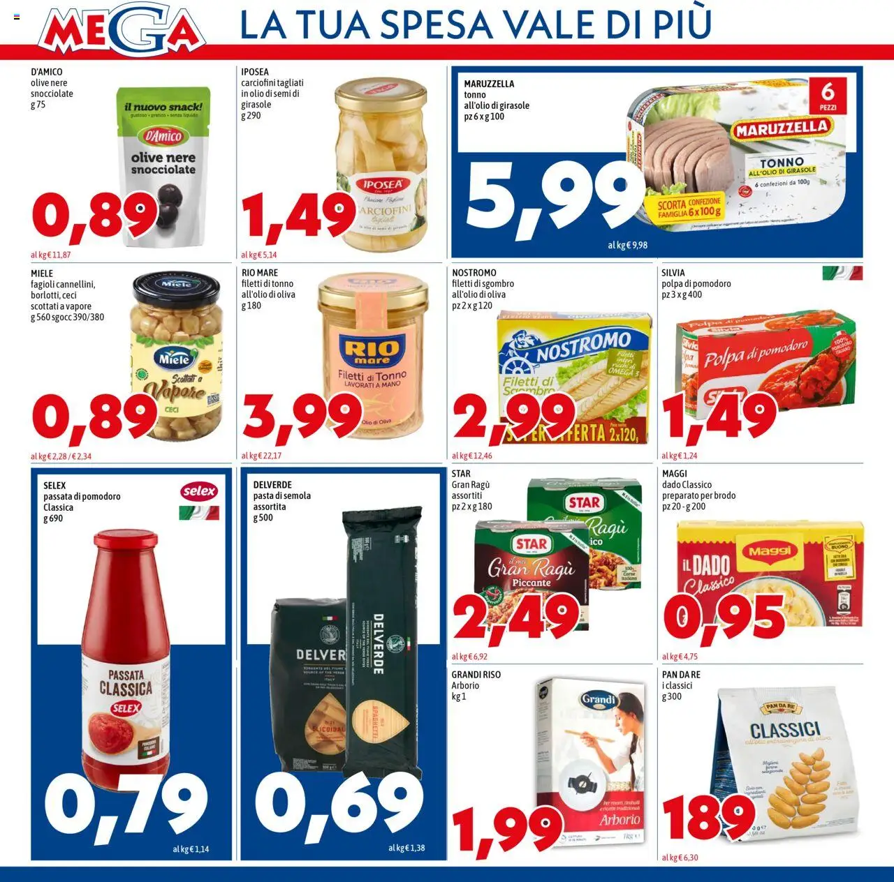 Volantino Mega del 16.10.2025 | Pagina: 8 | Prodotti: Pomodoro, Pasta, The, Miele