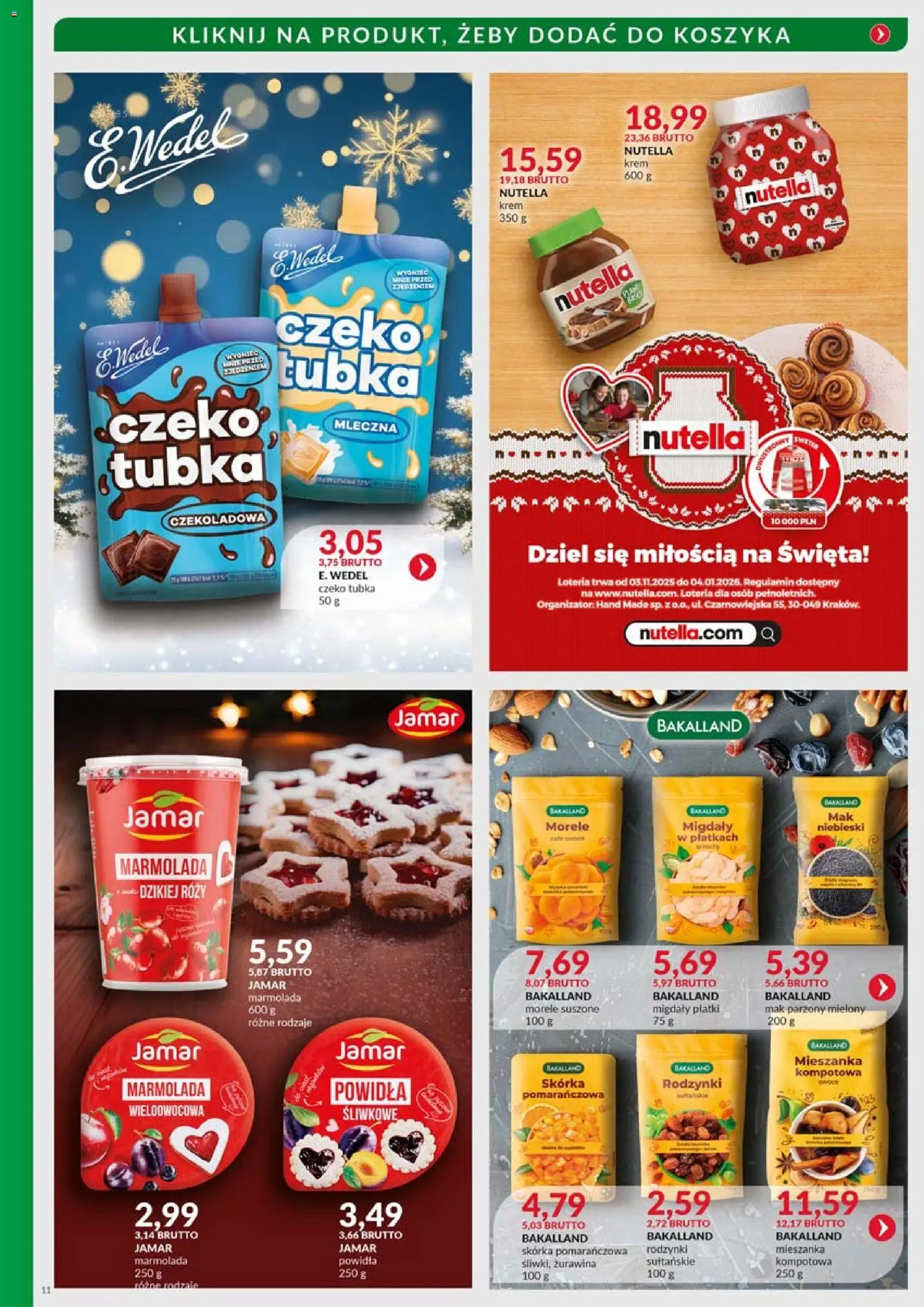 Eurocash Gazetka - Boże Narodzenia Kulinarka od 10.11.2025 | Strona: 11 | Produkty: Czekoladowa, Żurawina, Krem, Rodzynki