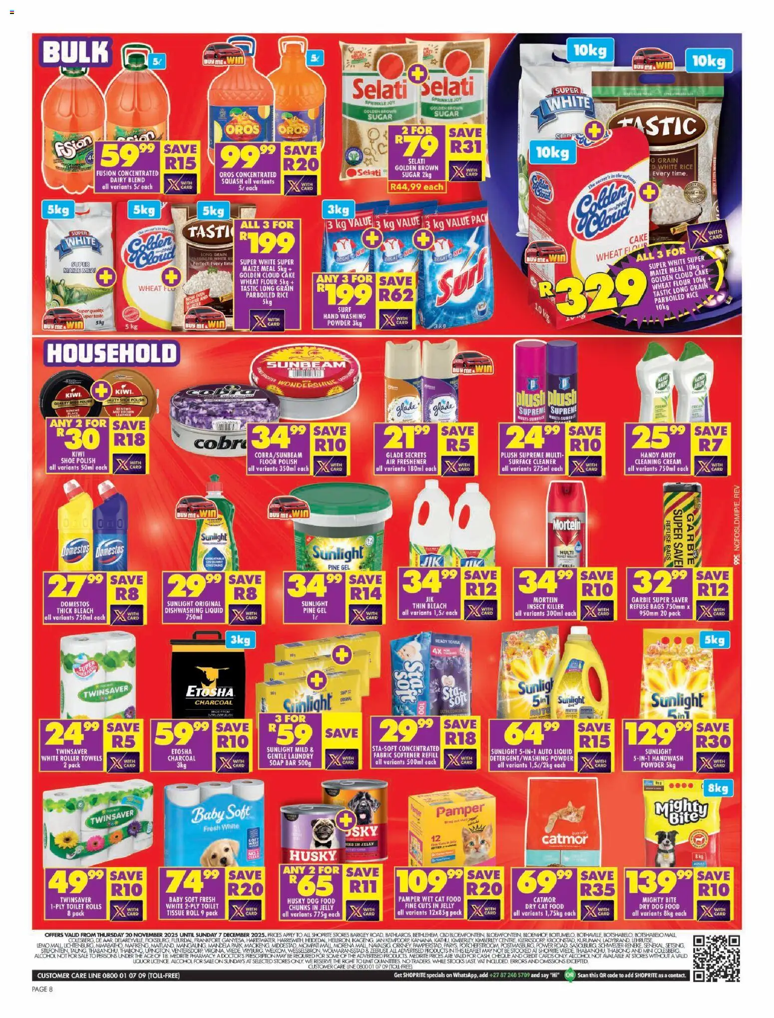 New Shoprite catalogue – valid from 20.11.2025 | Page: 8 | Products: Cake, Toilet, Bleach, Soap