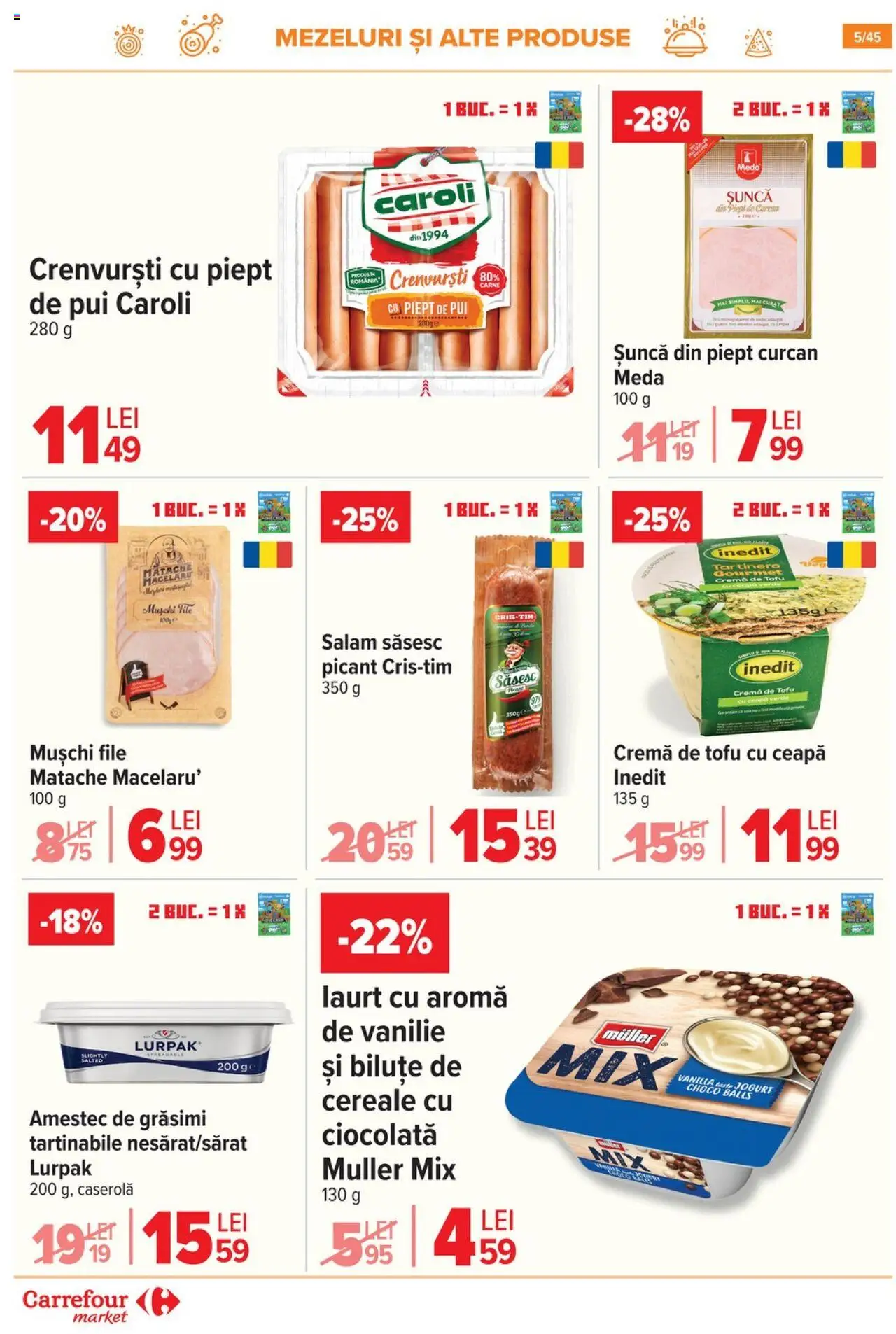 Noul catalog Carrefour – valabil de la 15.10.2025 | Pagină: 8 | Produse: Hacıyatmaz Kedi Oyuncağı, Ciocolată, Salam, Ceapă