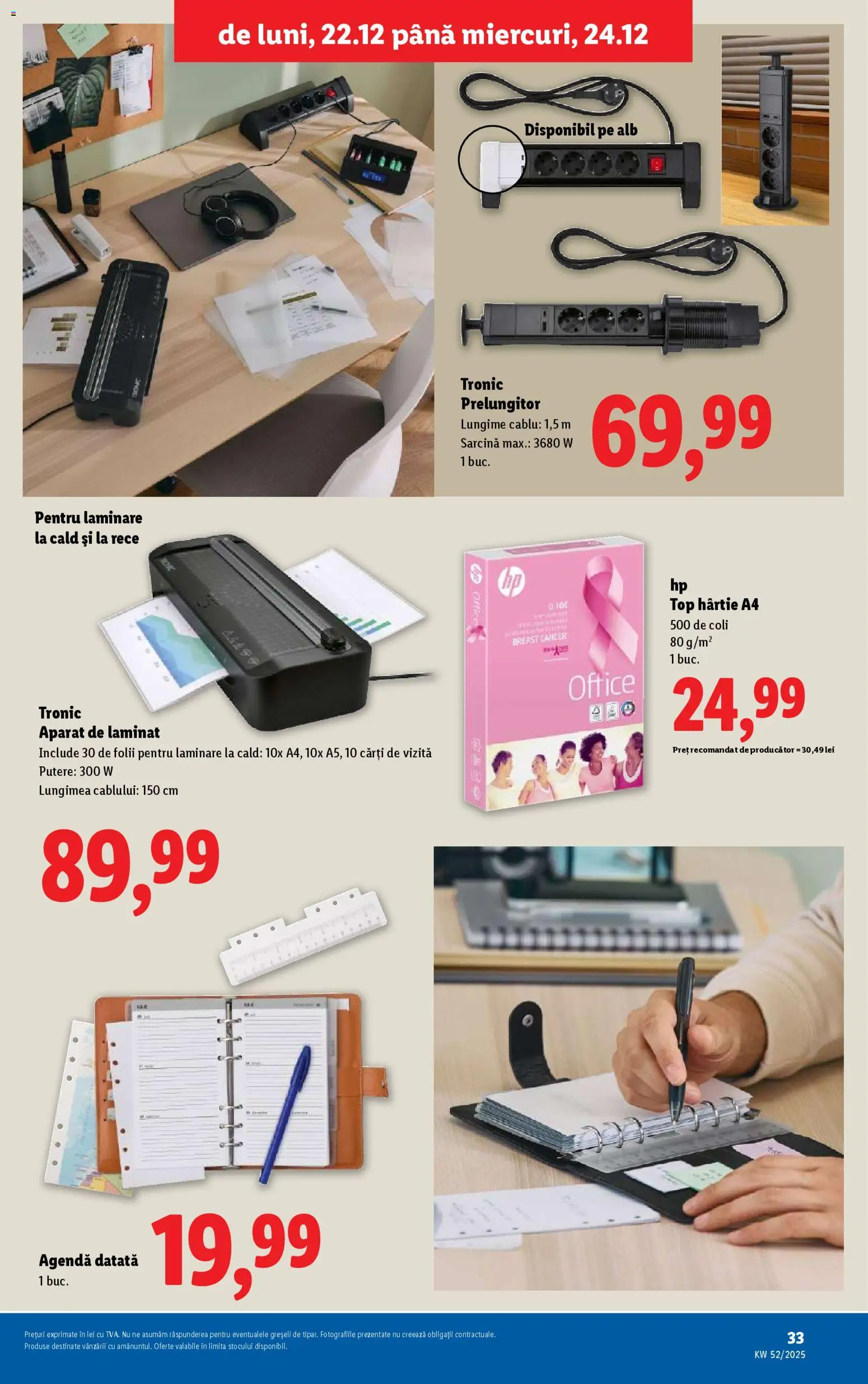 Noul catalog Lidl – valabil de la 22.12.2025 | Pagină: 33 | Produse: Prelungitor, Laminator, Top, Cărți