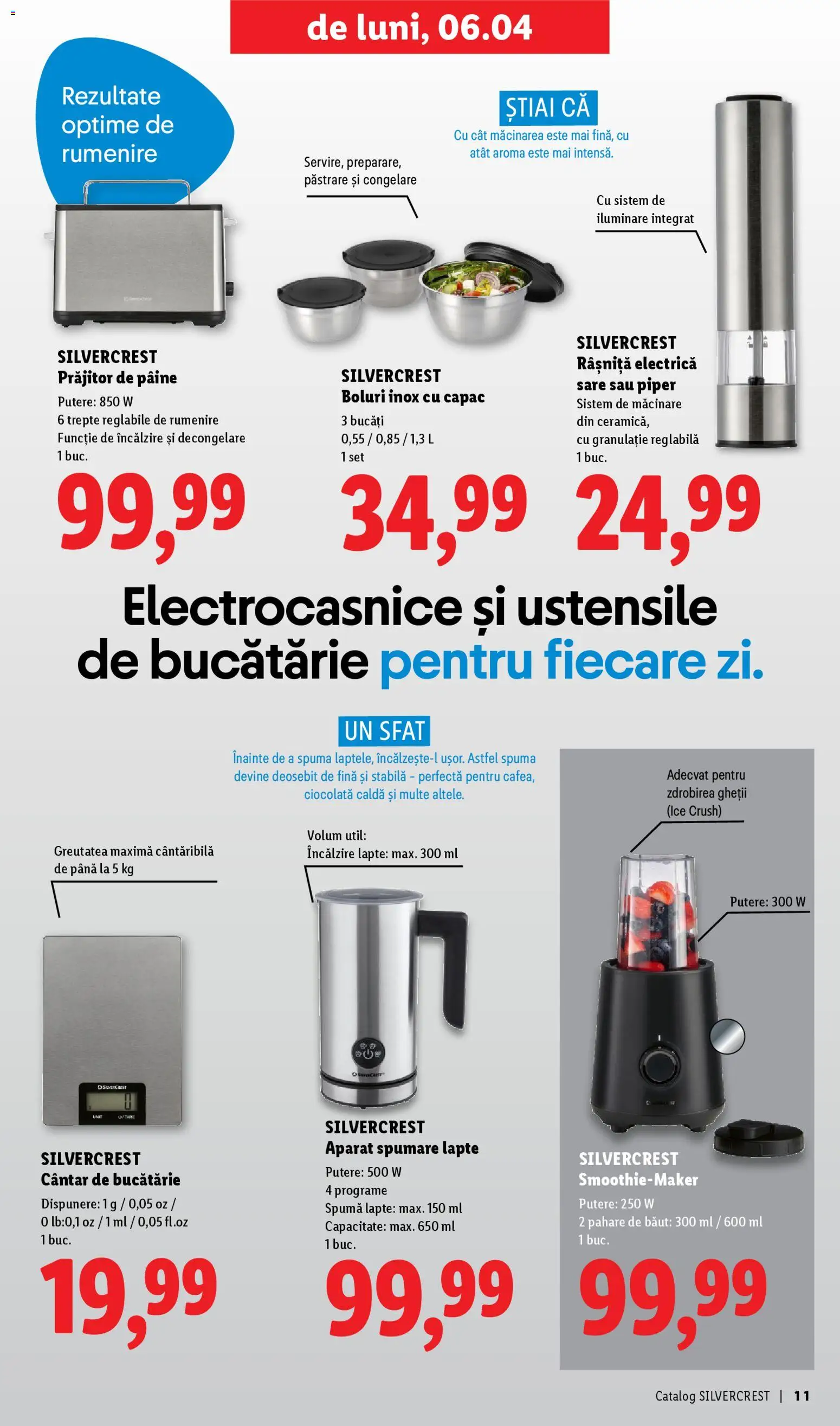 Noul catalog Lidl – valabil de la 30.03.2026 | Pagină: 11 | Produse: Cântar, Lapte, Smoothie, Sare