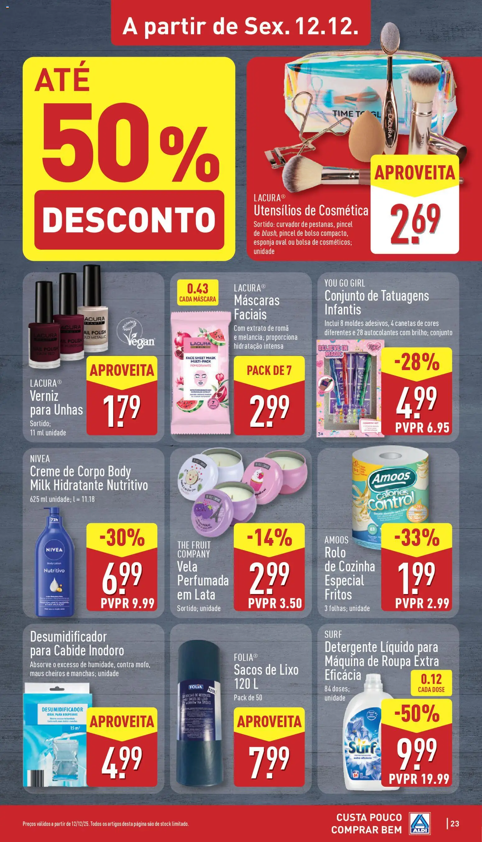 Aldi folheto │ válido de 08.12.2025 | Página: 23 | Produtos: Creme de corpo, Detergente, Creme, Desumidificador