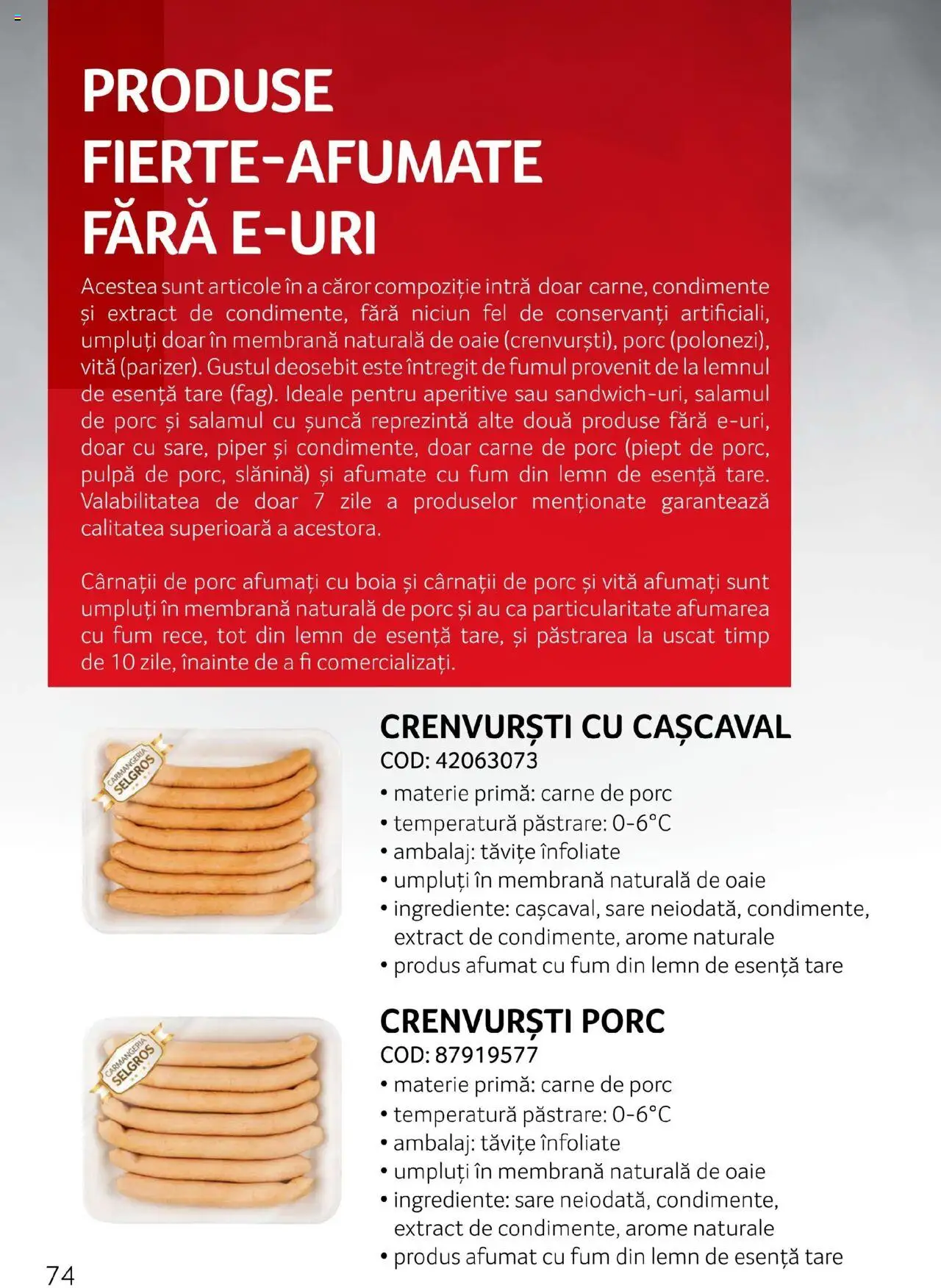 Catalog Selgros - Carne – valabil de la 27.04.2023 | Pagină: 74 | Produse: Cașcaval, Crenvurști, Carne De Porc, Sare