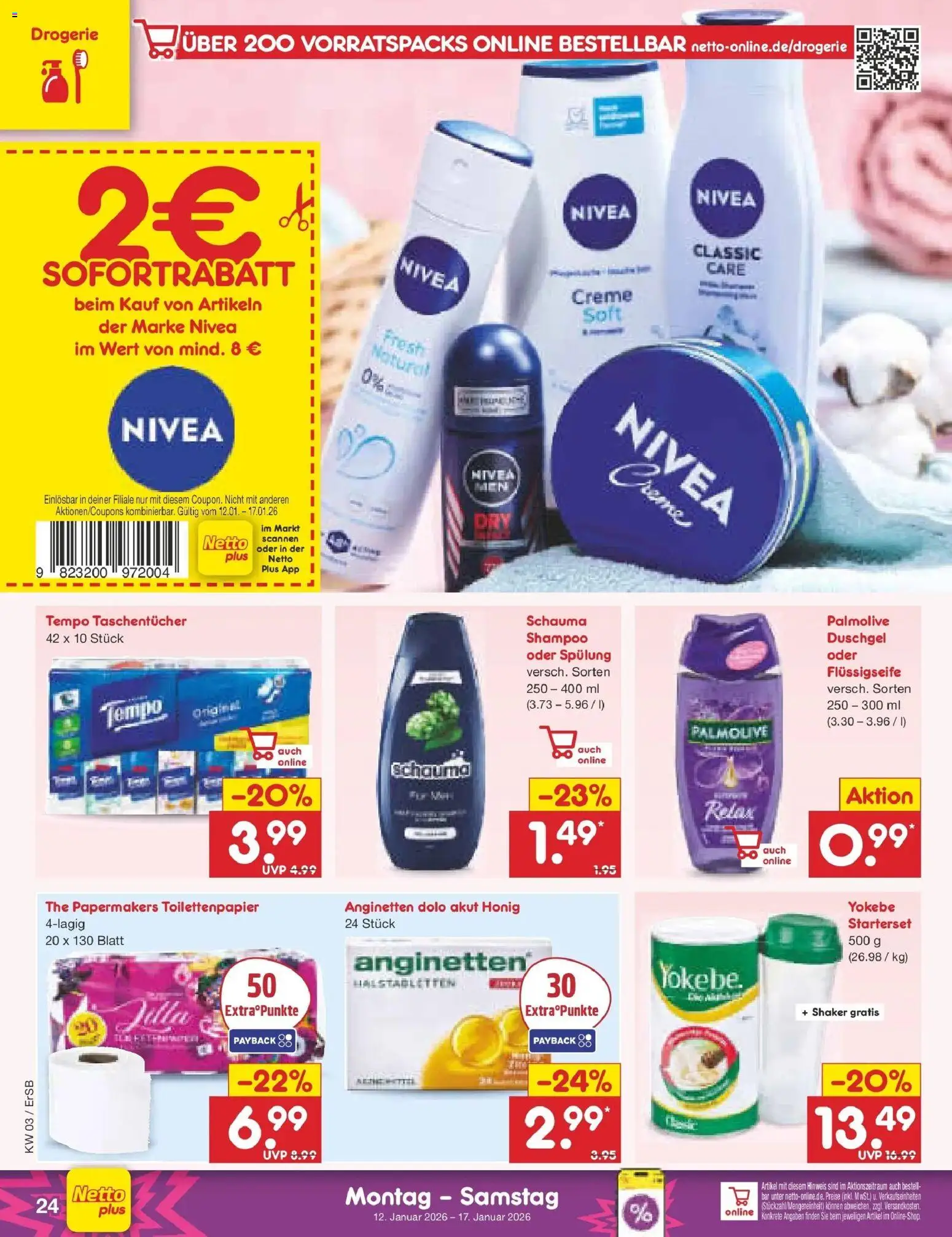 Netto Marken-Discount prospekt Nordhausen	 – gültig ab 12.01.2026 | Seite: 30 | Produkte: Shampoo, Spülung, Duschgel, Tempo