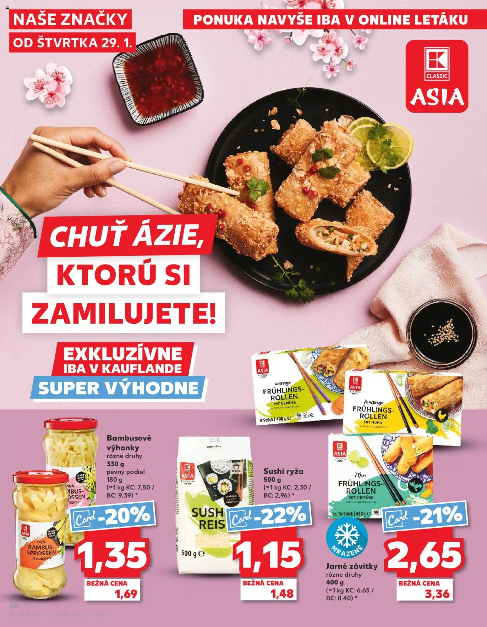 Nové Kaufland akcie – leták je platný od 29.01.2026 | Strana: 36 | Produkty: Ryža, Sushi