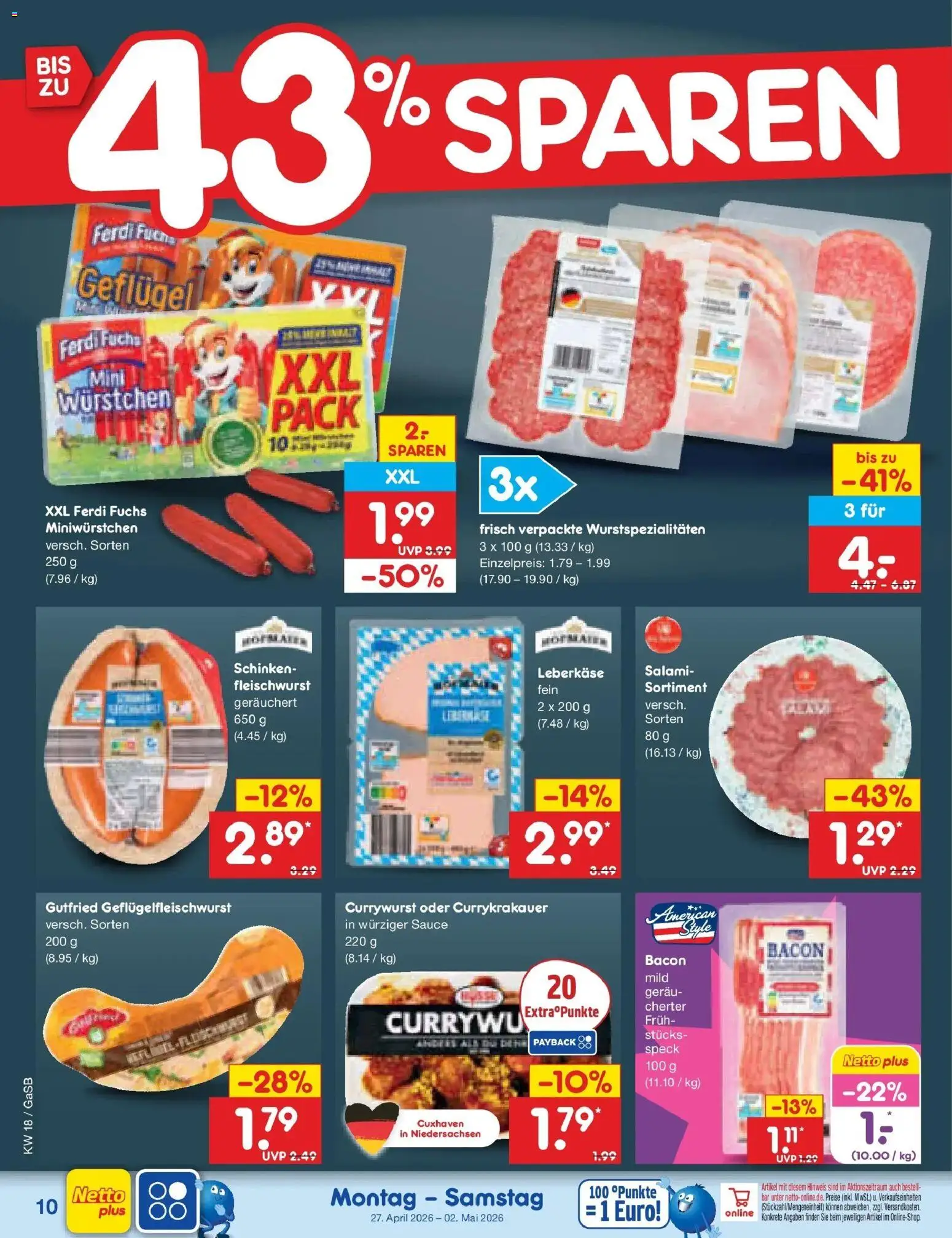 Netto Marken-Discount Prospekt Bremen-Lesum	 – gültig ab 27.04.2026 | Seite: 12 | Produkte: Salami, Schinken, Leberkase