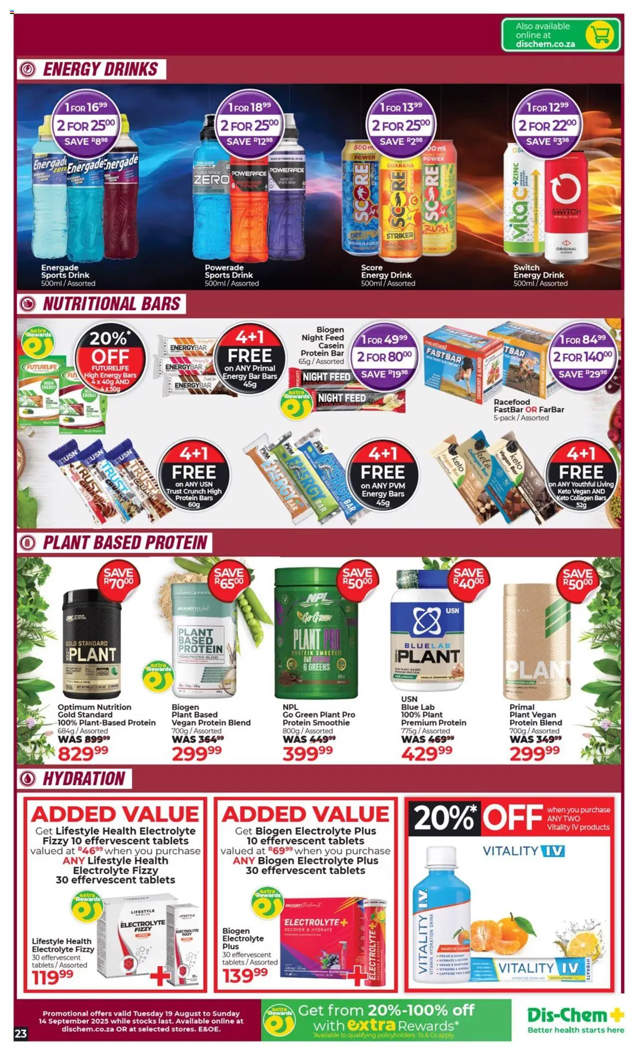 Dis-Chem Specials │ valid from 19.08.2025 | Page: 23 | Products: Detergente líquido, Vitamins, Switch, Sugar