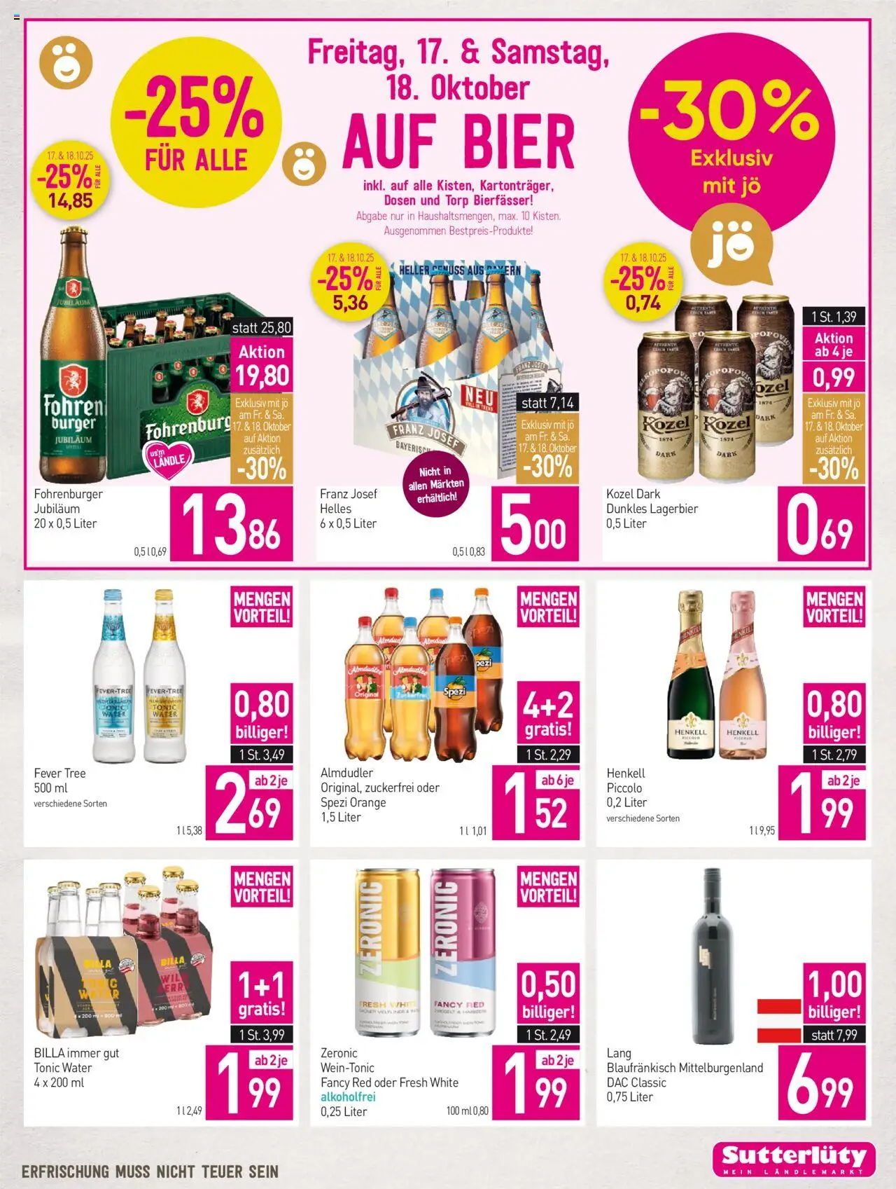 Sutterlüty Flugblatt gültig ab 16.10.2025 | Seite: 15 | Produkte: Himbeere, Bier