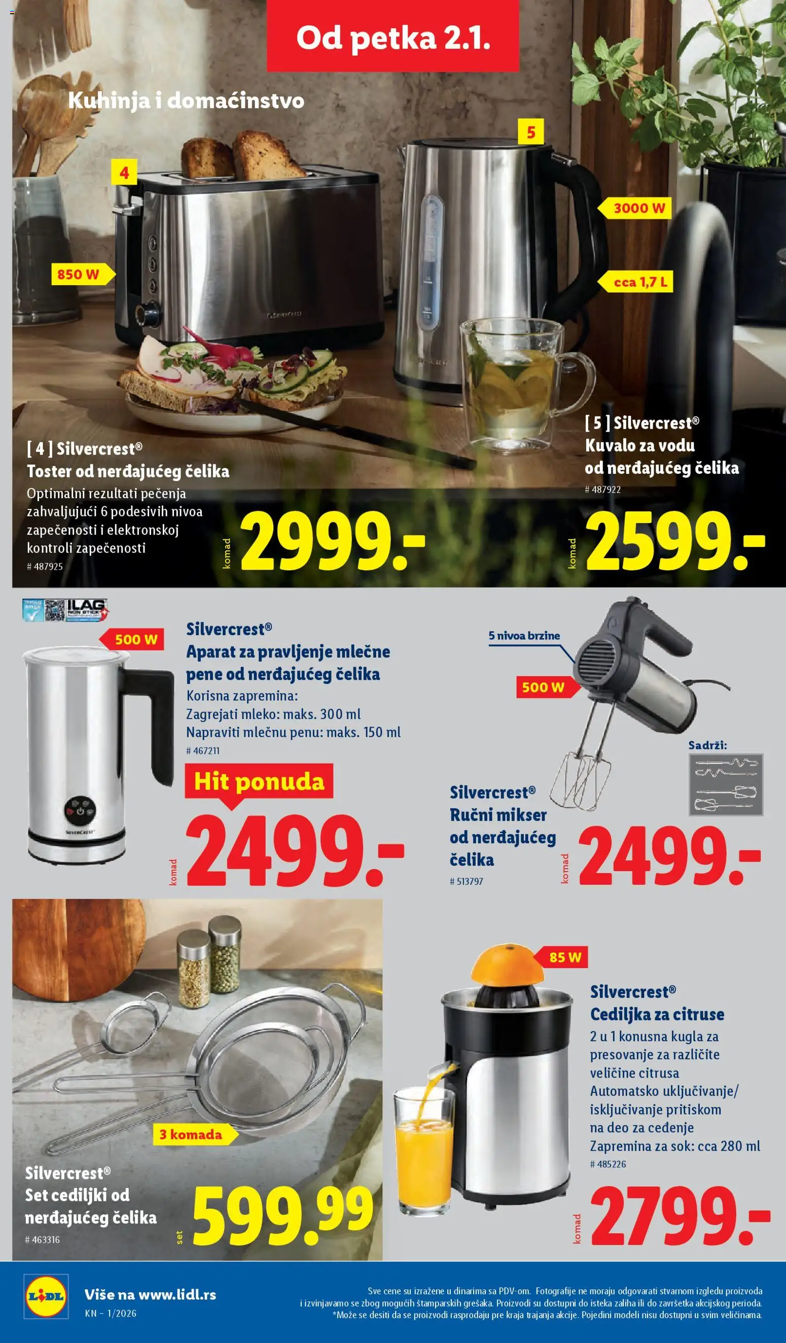 Lidl katalog - važi od 02.01.2026 | Strana: 66 | Proizvode: Toster, Kuhinja, Mleko, Ručni mikser