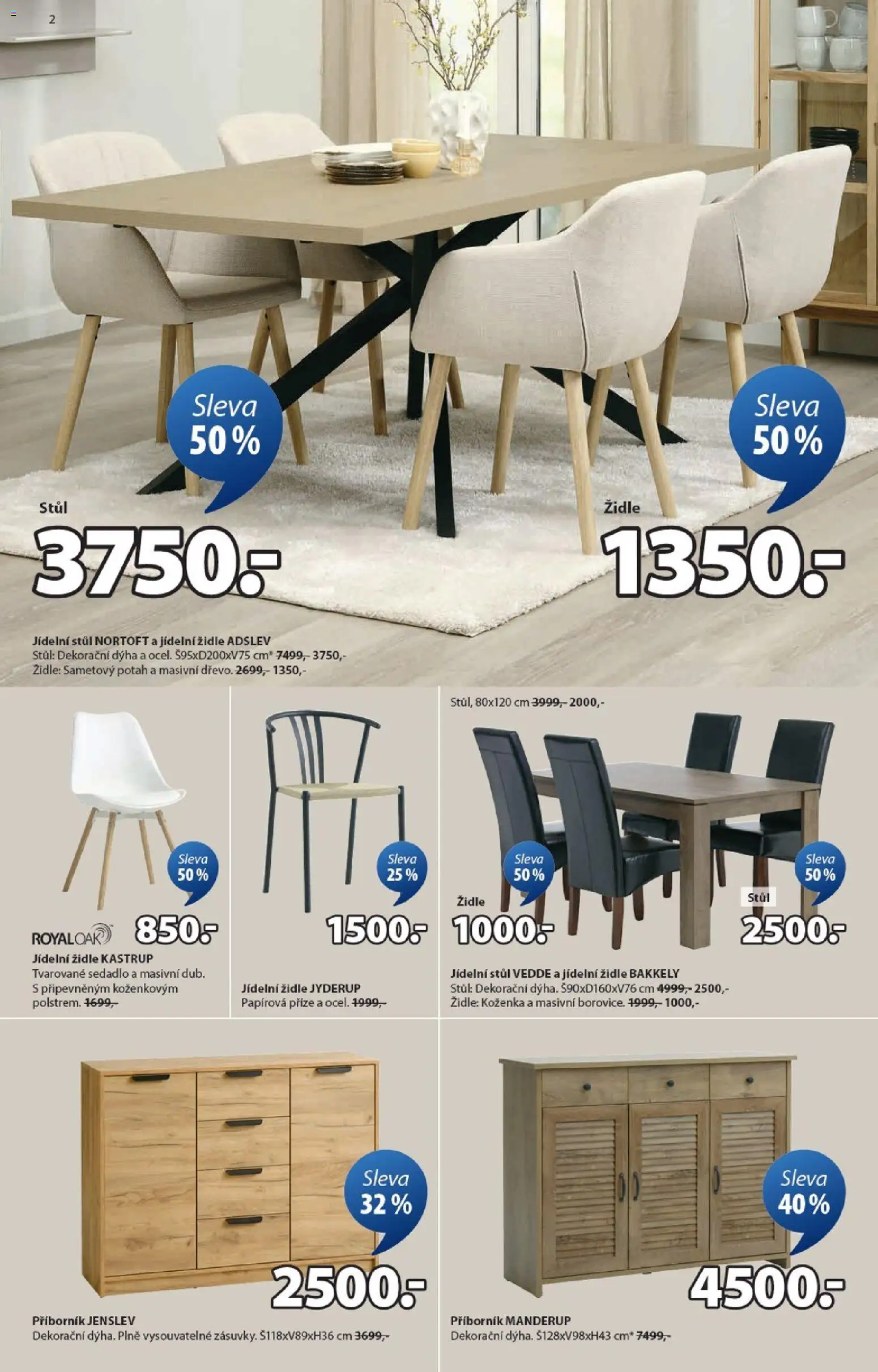 JYSK leták od 04.02.2026 | Strana: 2 | Produkty: Stůl, Židle, Příborník