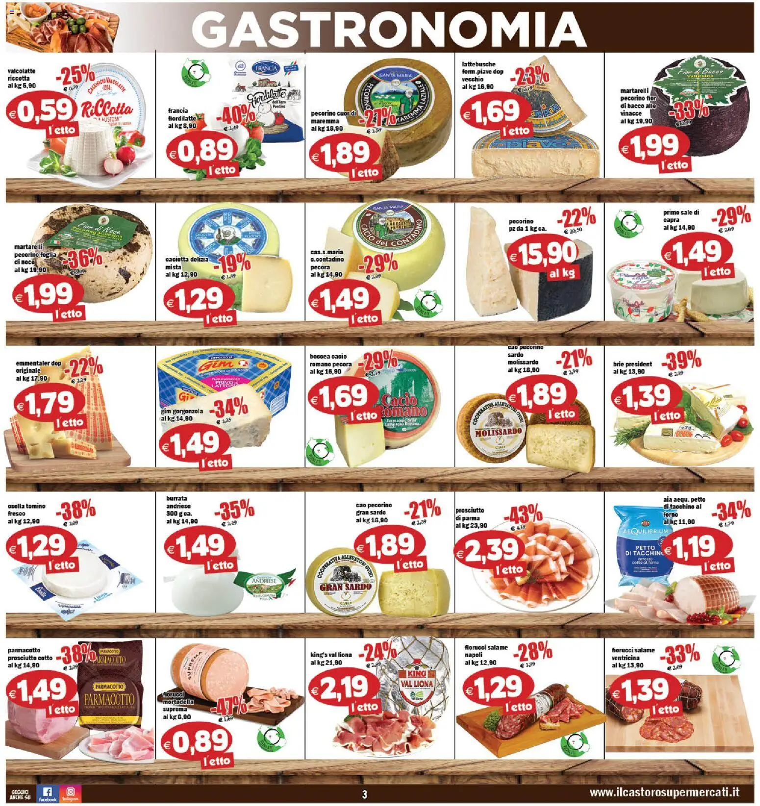 Volantino Il Castoro del 25.02.2026 | Pagina: 3 | Prodotti: Tacchino, Mortadella, Forno, Pecorino