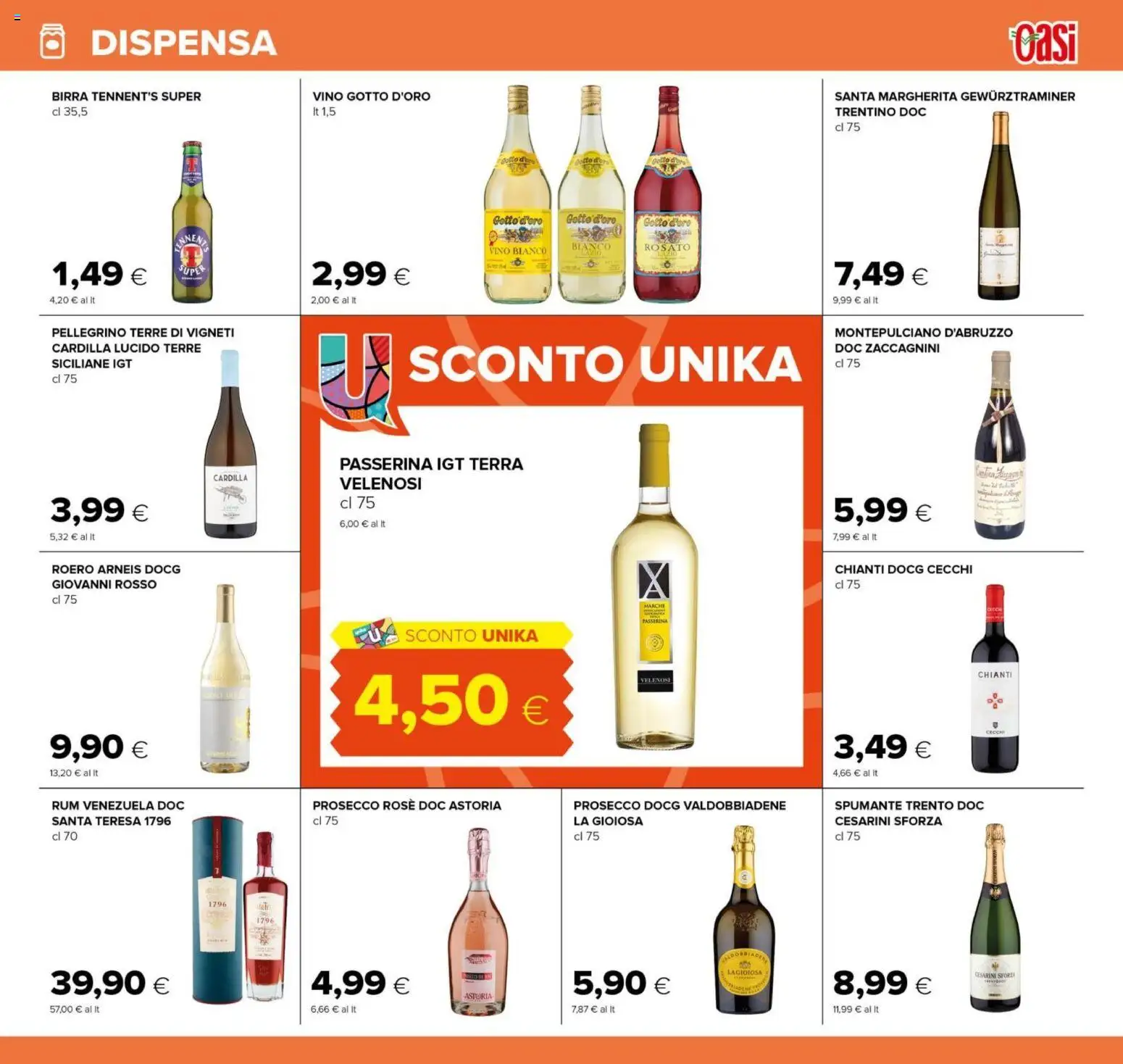 Volantino Oasi del 21.11.2025 | Pagina: 25 | Prodotti: Prosecco, Rum, Spumante, Vino bianco