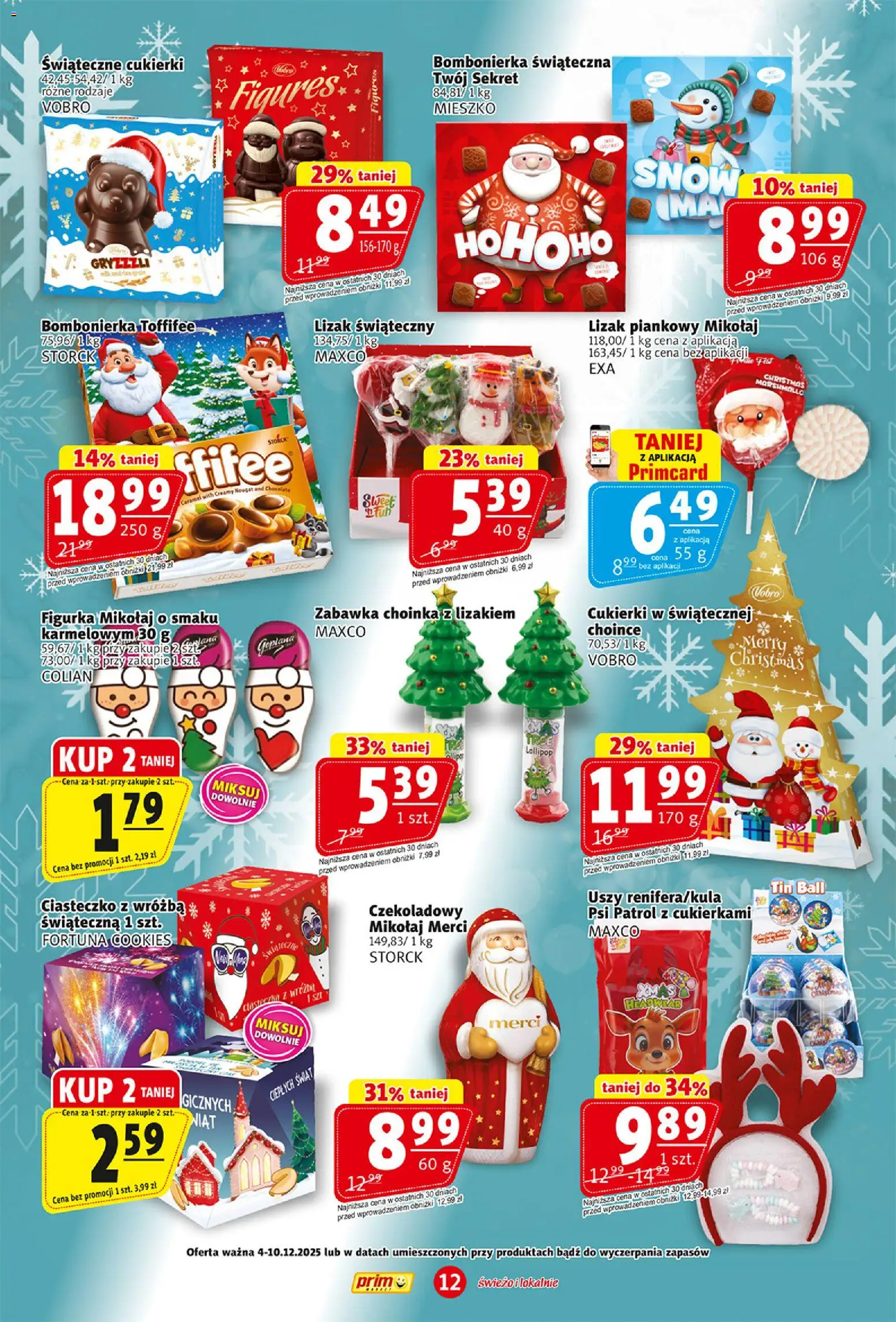Prim Market Gazetka od 04.12.2025 | Strona: 12 | Produkty: Choinka, Bombonierka, Cukierki, Ciasteczka