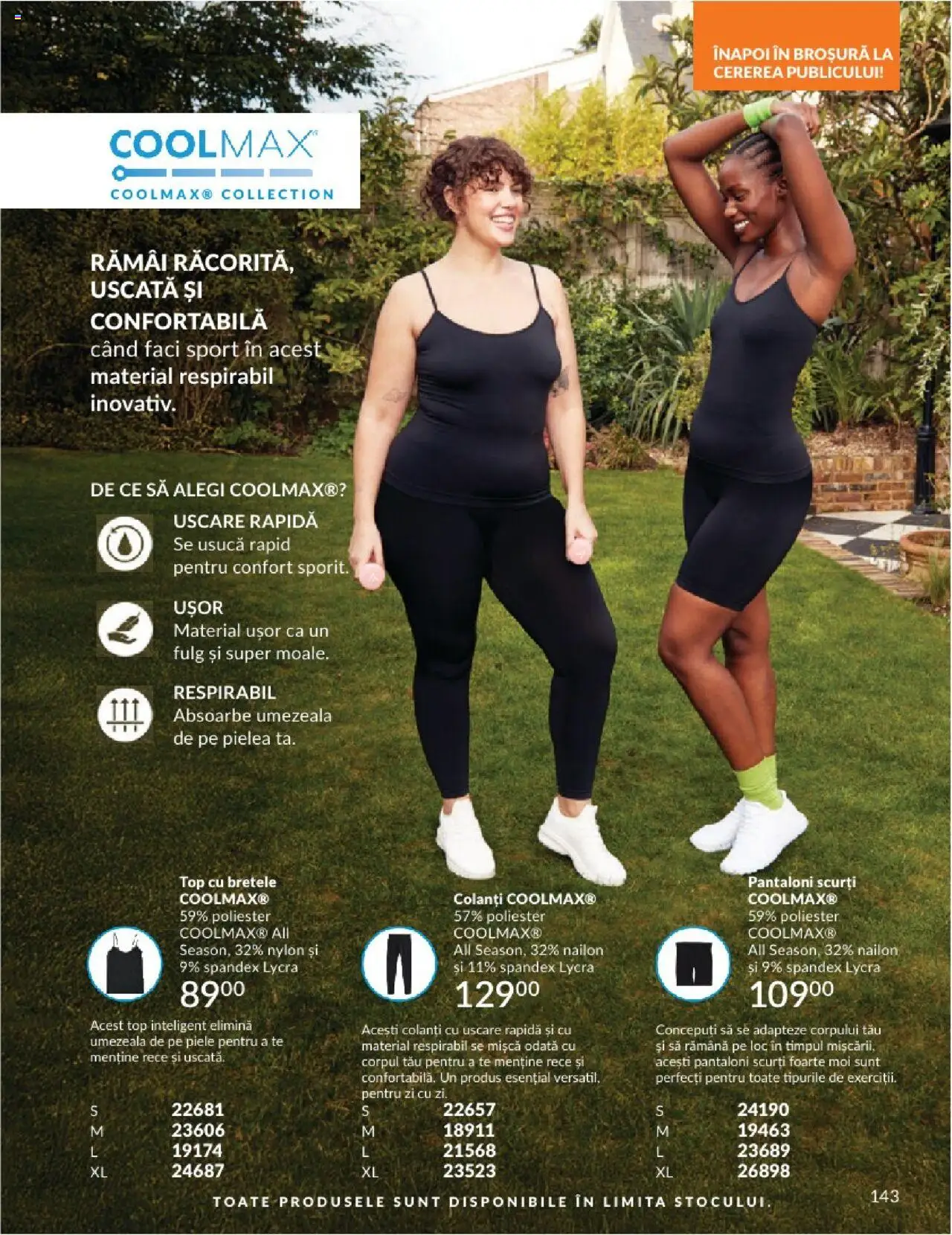 Catalog Avon - 06 2025 – valabil de la 01.06.2025 | Pagină: 143 | Produse: Top, Pantaloni, Pantaloni scurți, Colanți
