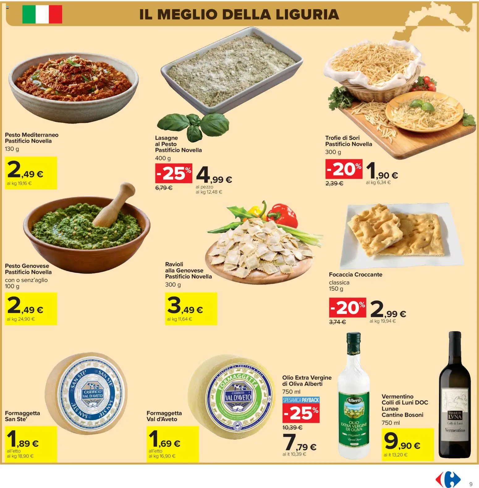 Volantino Carrefour del 07.04.2026 | Pagina: 9 | Prodotti: Olio, Pesto, Ravioli, Olio extra vergine