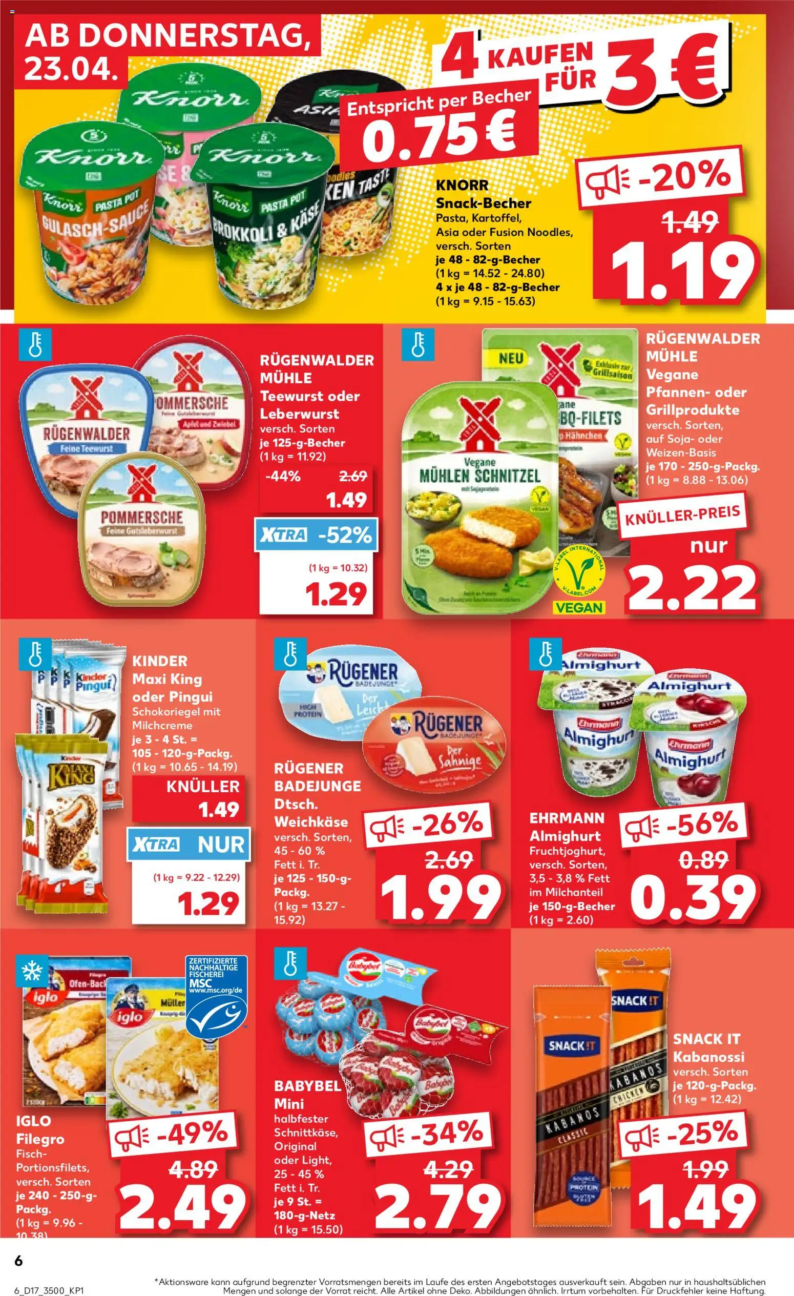 Kaufland Prospekt Jena	 – gültig ab 23.04.2026 | Seite: 6 | Produkte: Käse, Knorr, Pasta, Babybel