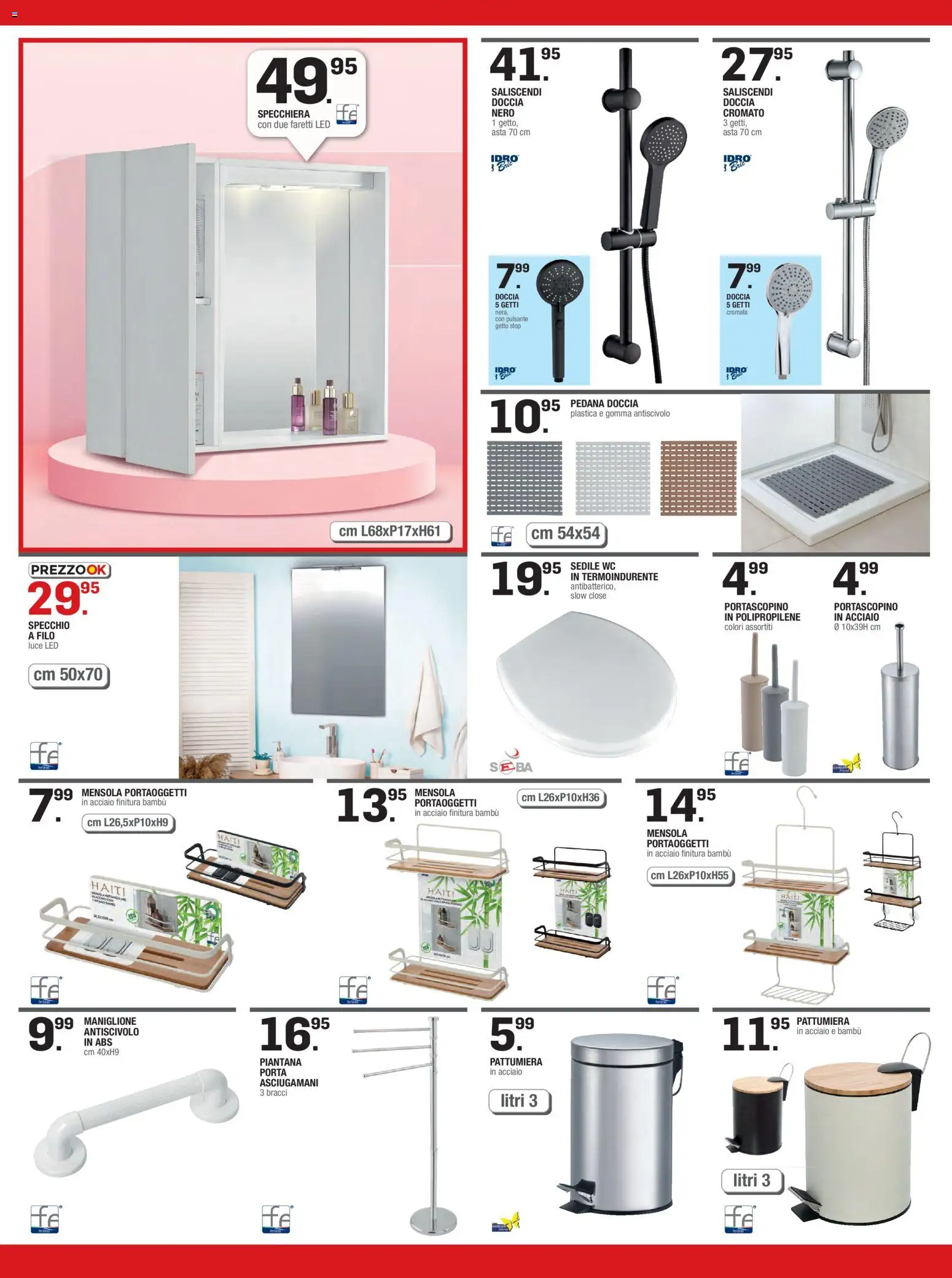 Volantino Brico OK del 22.01.2026 | Pagina: 6 | Prodotti: Pattumiera, WC, Doccia, Specchio