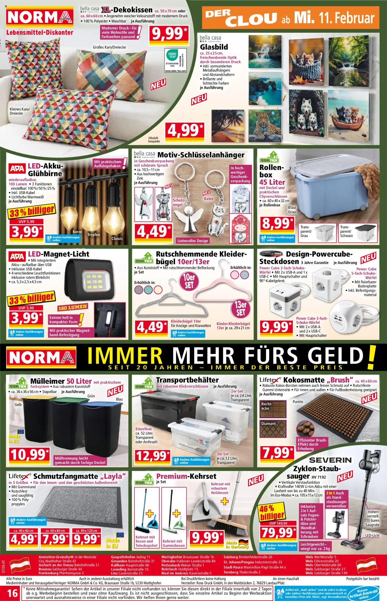 Norma Flugblatt gültig ab 09.02.2026 | Seite: 16 | Produkte: USB, Staubsauger, Kleiderbügel