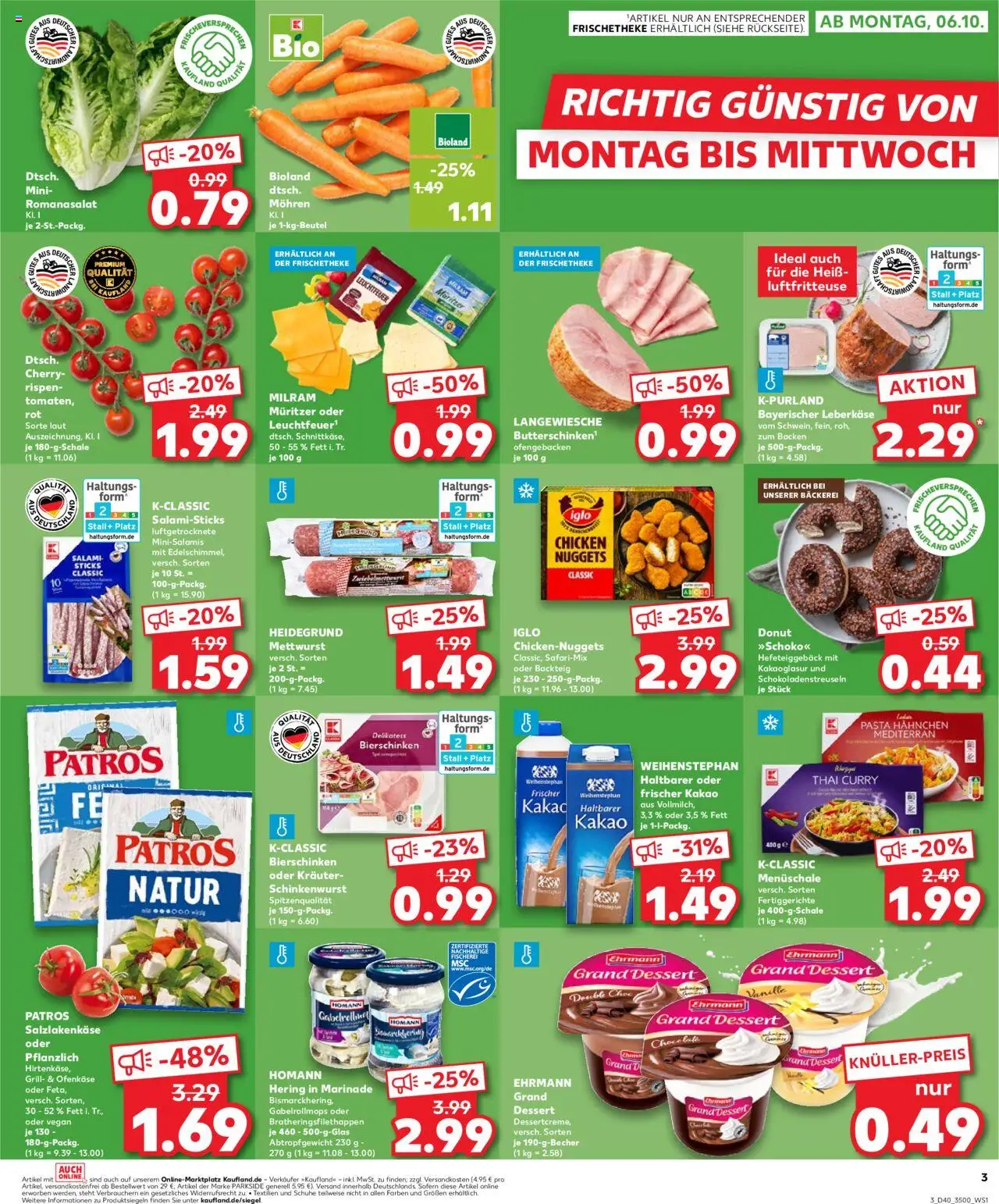 Kaufland prospekt Jena	 – gültig ab 05.10.2025 | Seite: 3 | Produkte: Hahnchen, Fertiggerichte, Pasta, Salami