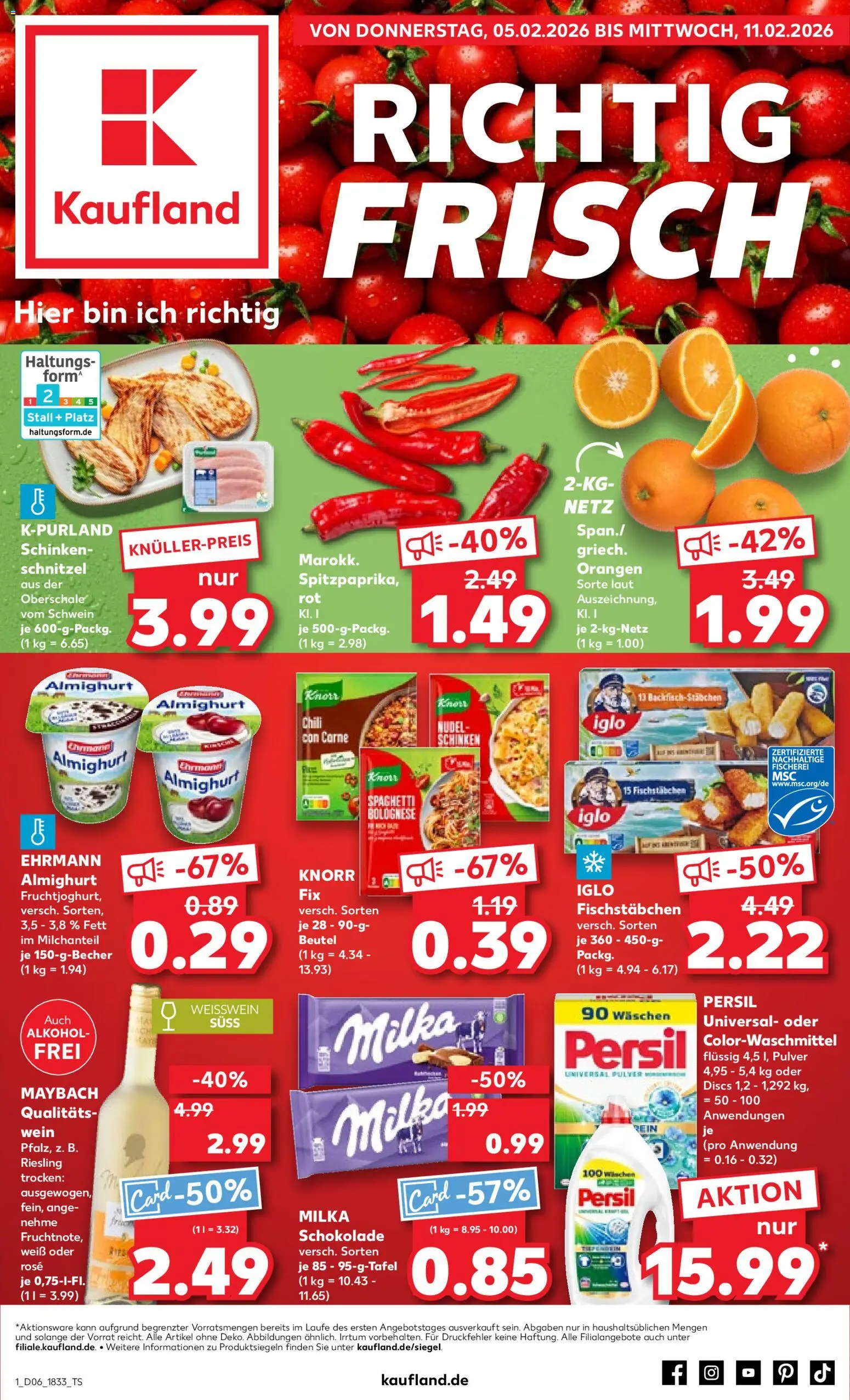 Kaufland prospekt Bremen	 – gültig ab 05.02.2026 | Seite: 1 | Produkte: Schokolade, Weißwein, Orangen, Milka
