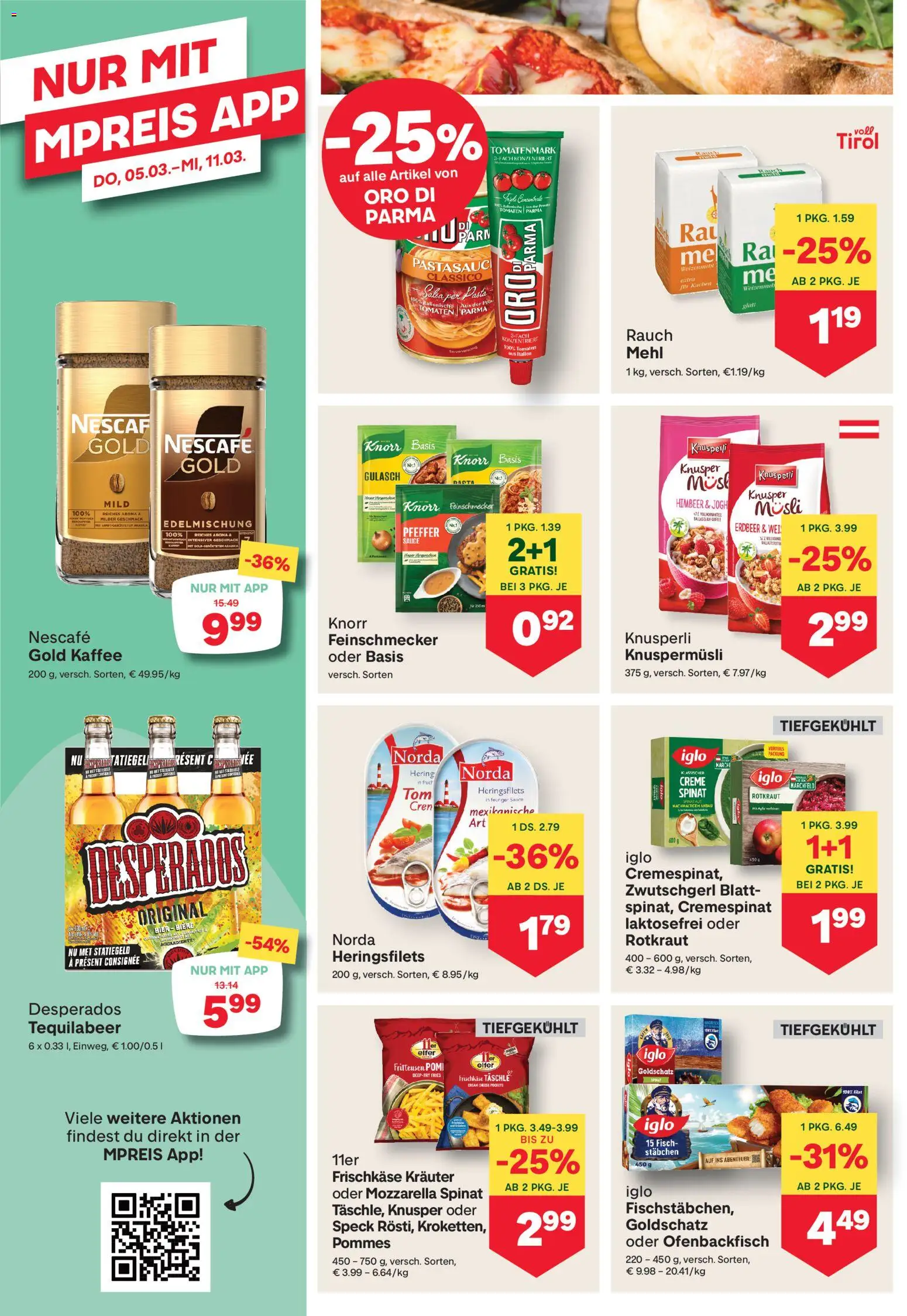 MPREIS Flugblatt gültig ab 05.03.2026 | Seite: 8 | Produkte: Pasta, Creme, Kaffee, Bier