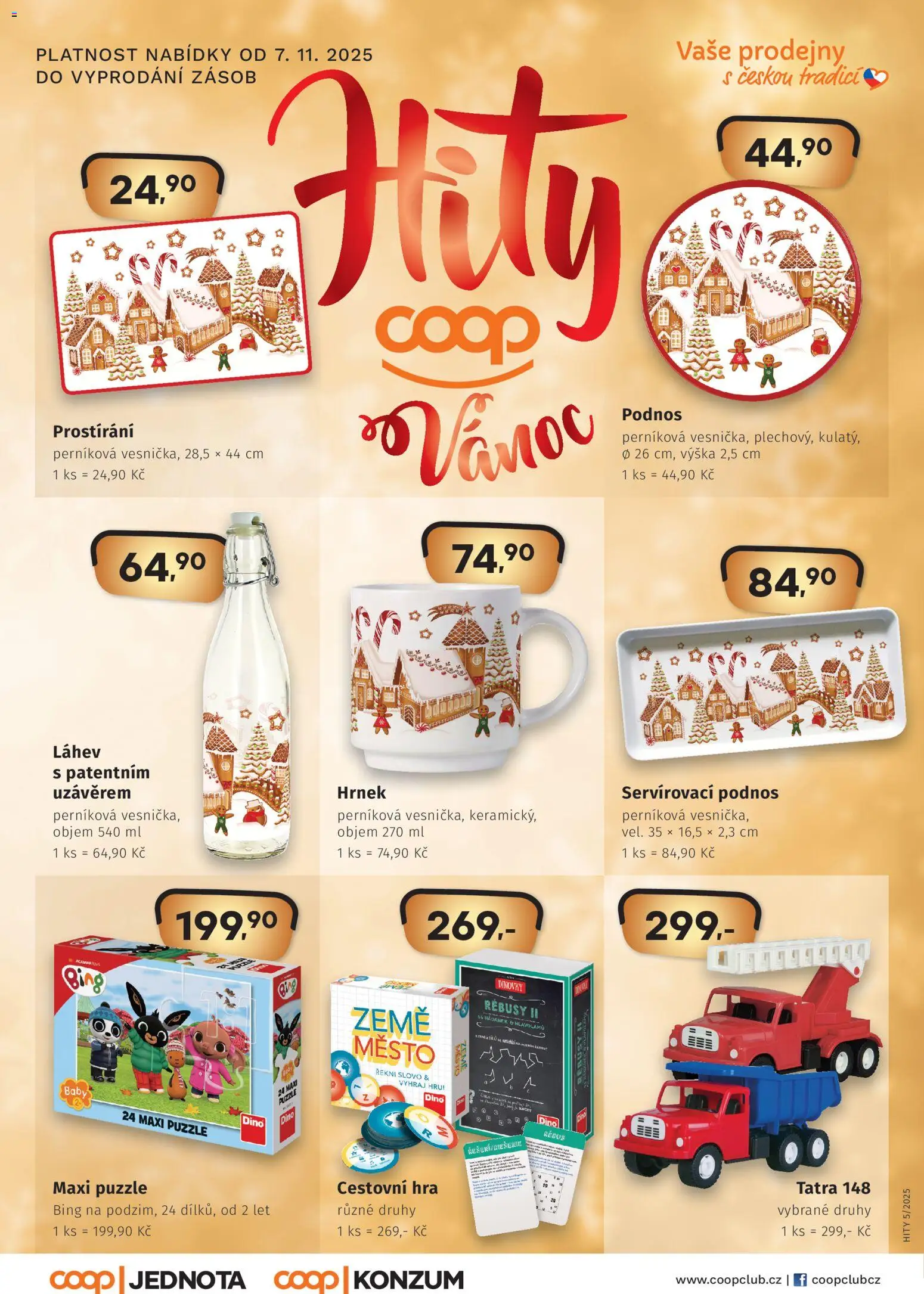 Coop leták - Hity Vánoce  od 07.11.2025 | Strana: 1 | Produkty: Podnos, Hrnek, Hra, Puzzle