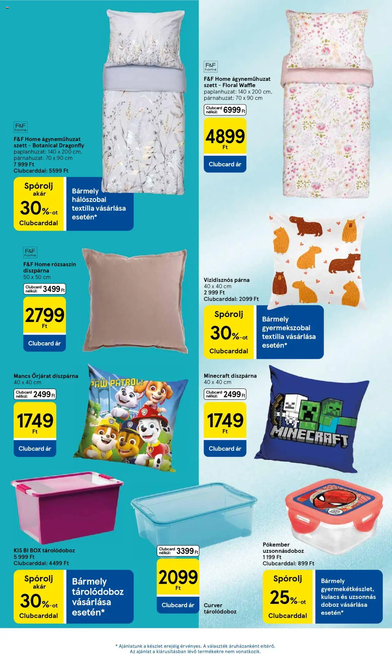 Tesco akciós ujság - amely érvényes a következő dátumtól: 07.08.2025 | Oldal: 31 | Termékek: Tárolódoboz, Párna, Kulacs, Ágyneműhuzat